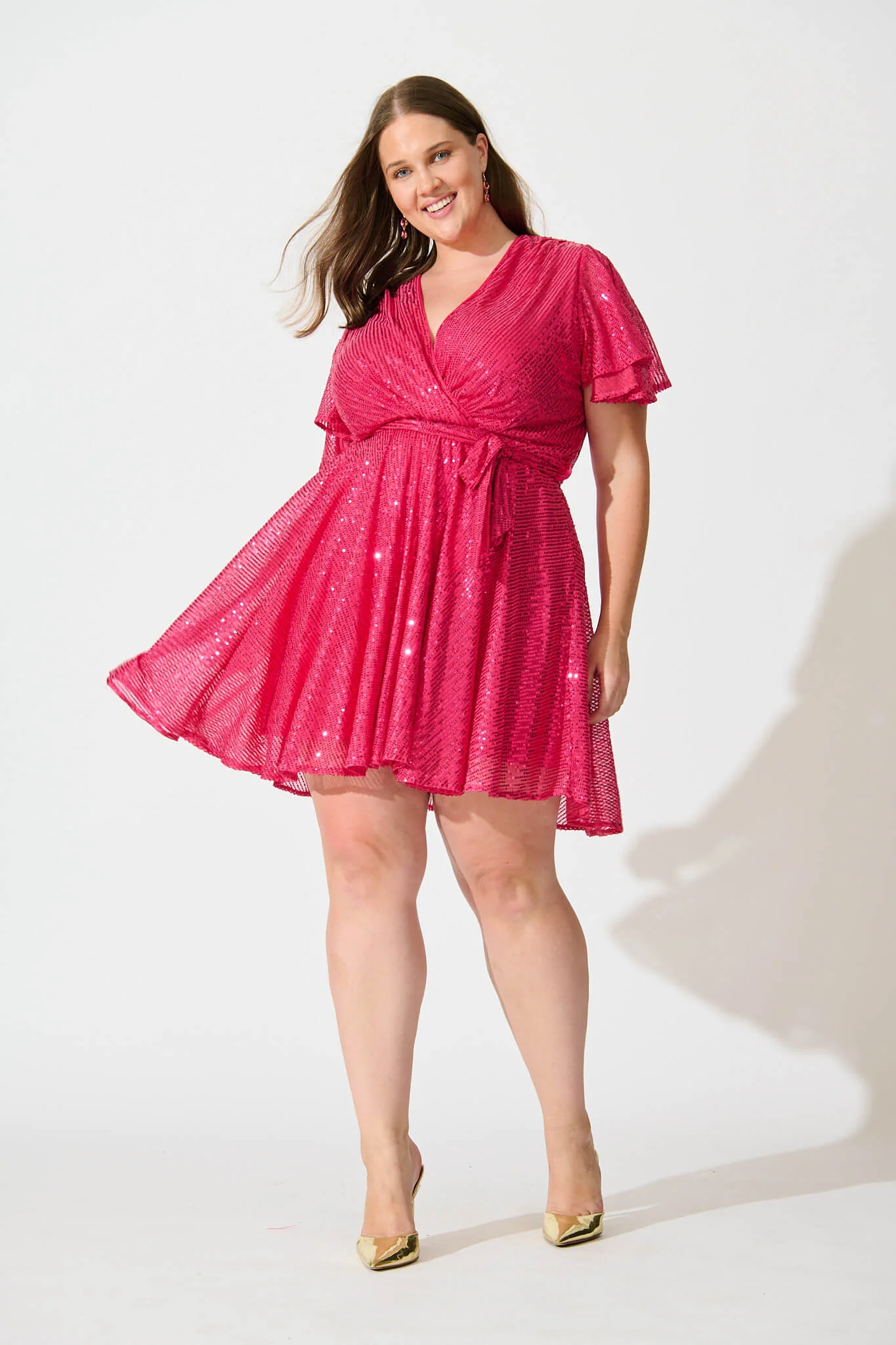 Amoretto Dress In Hot Pink Sequin - Image 2