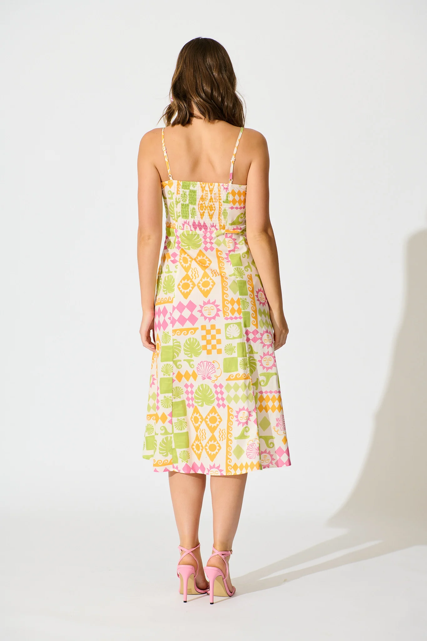 Amylee Midi Sundress in Multi Patchwork Print Cotton - Image 4