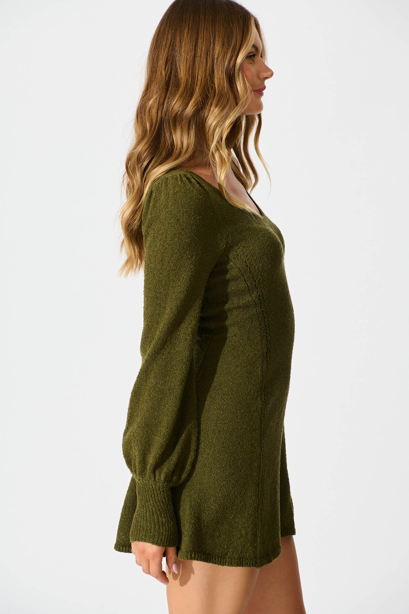 Analia Knit Dress In Khaki - Image 2
