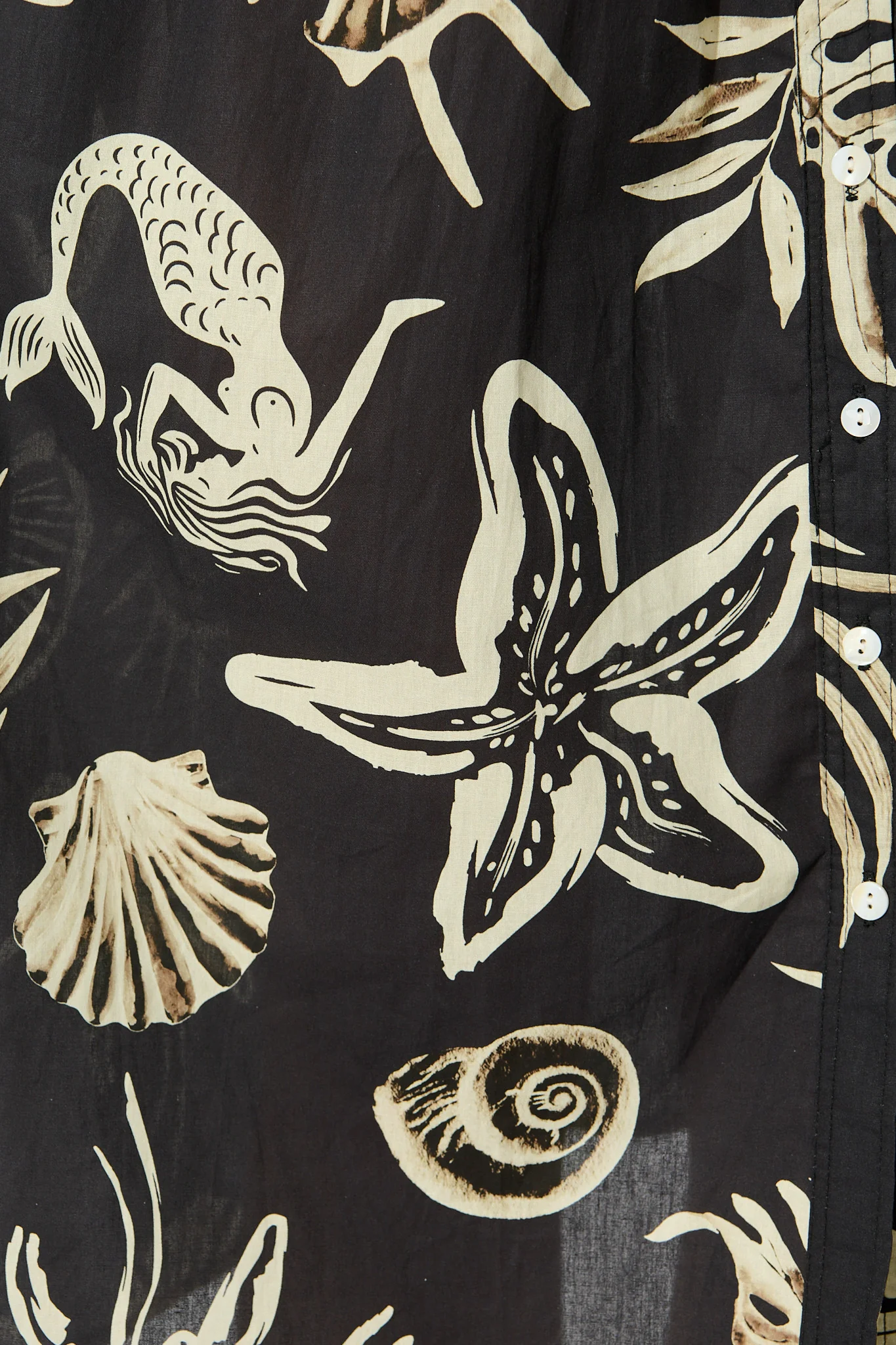 Andra Maxi Shirt Dress in Black and White Sea Shell Cotton - Image 6