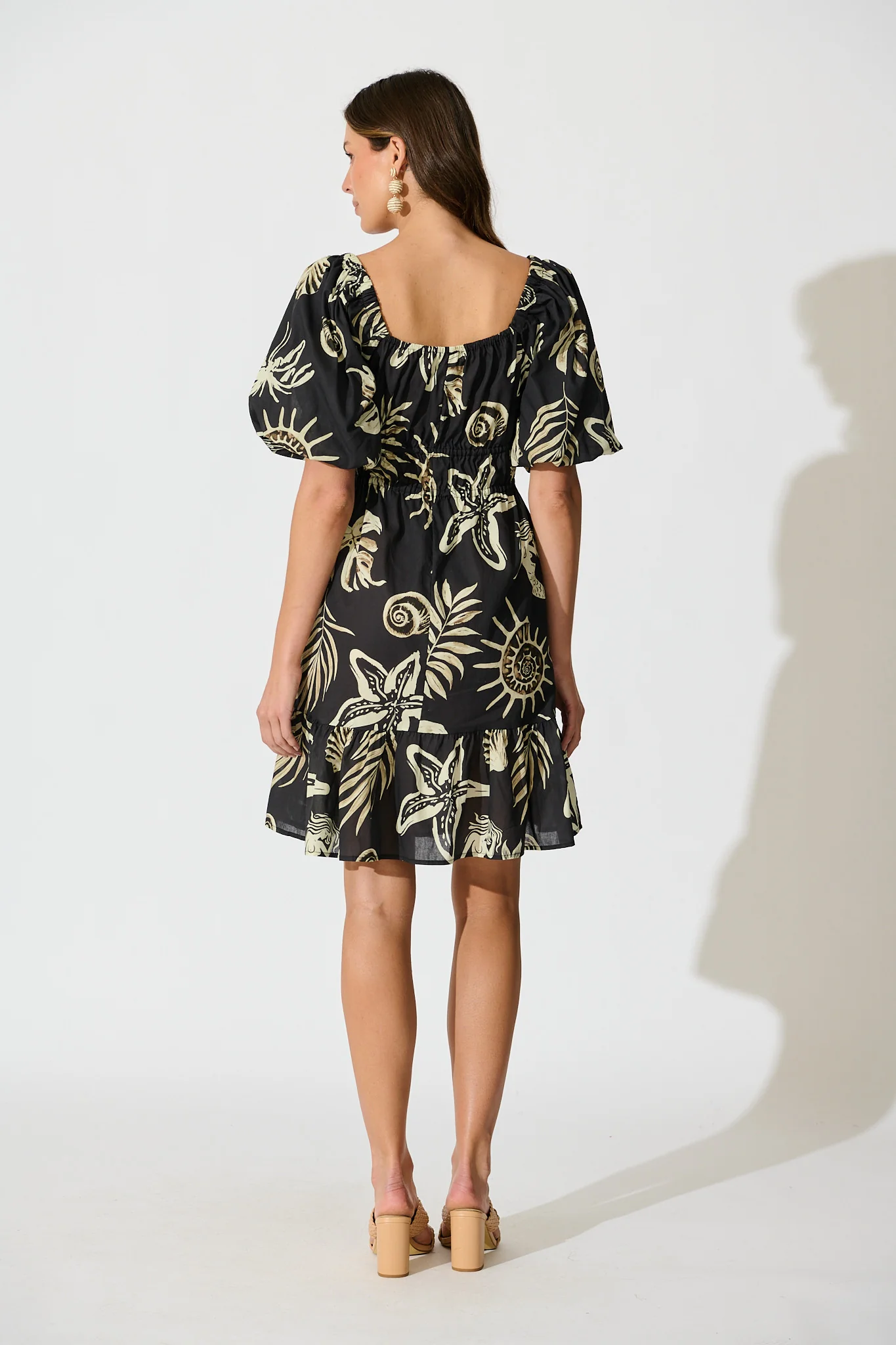 Andretta Dress in Black and White Sea Shell Cotton - Image 4