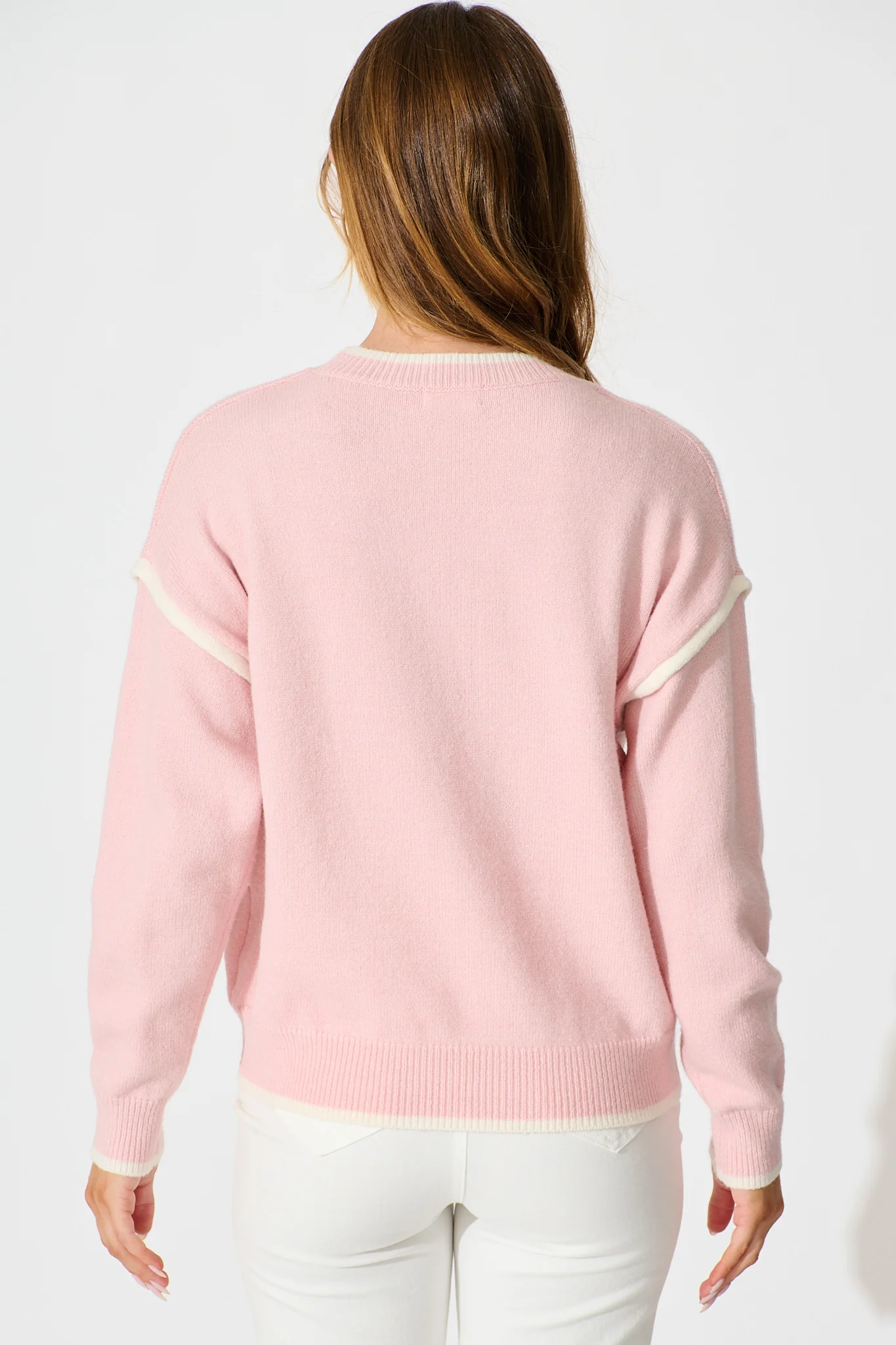 Angie Knit in Pink with Cream Heart Wool Blend - Image 5
