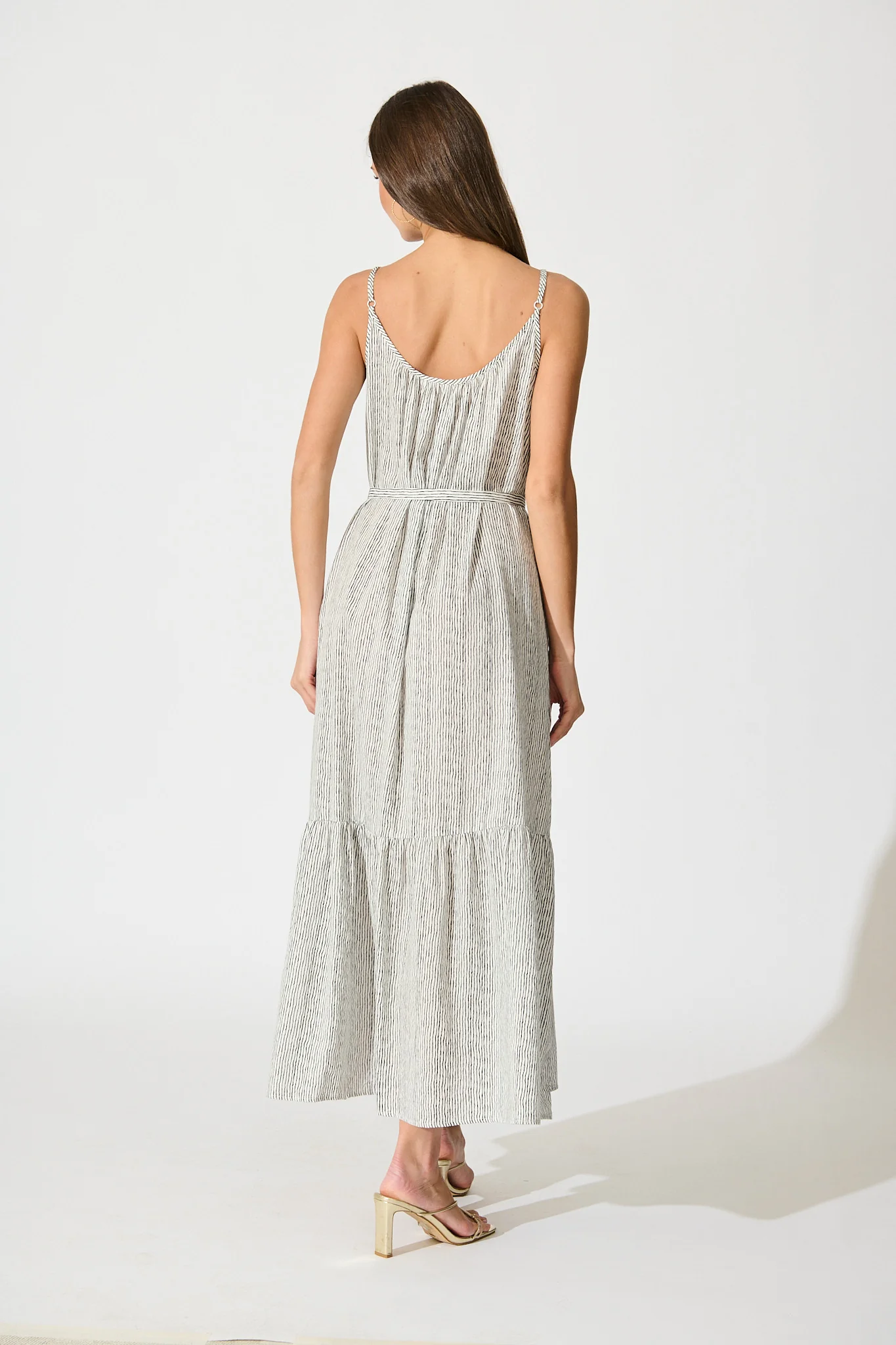 Anisa Maxi Sundress in Black Stripe Cotton - Image 5
