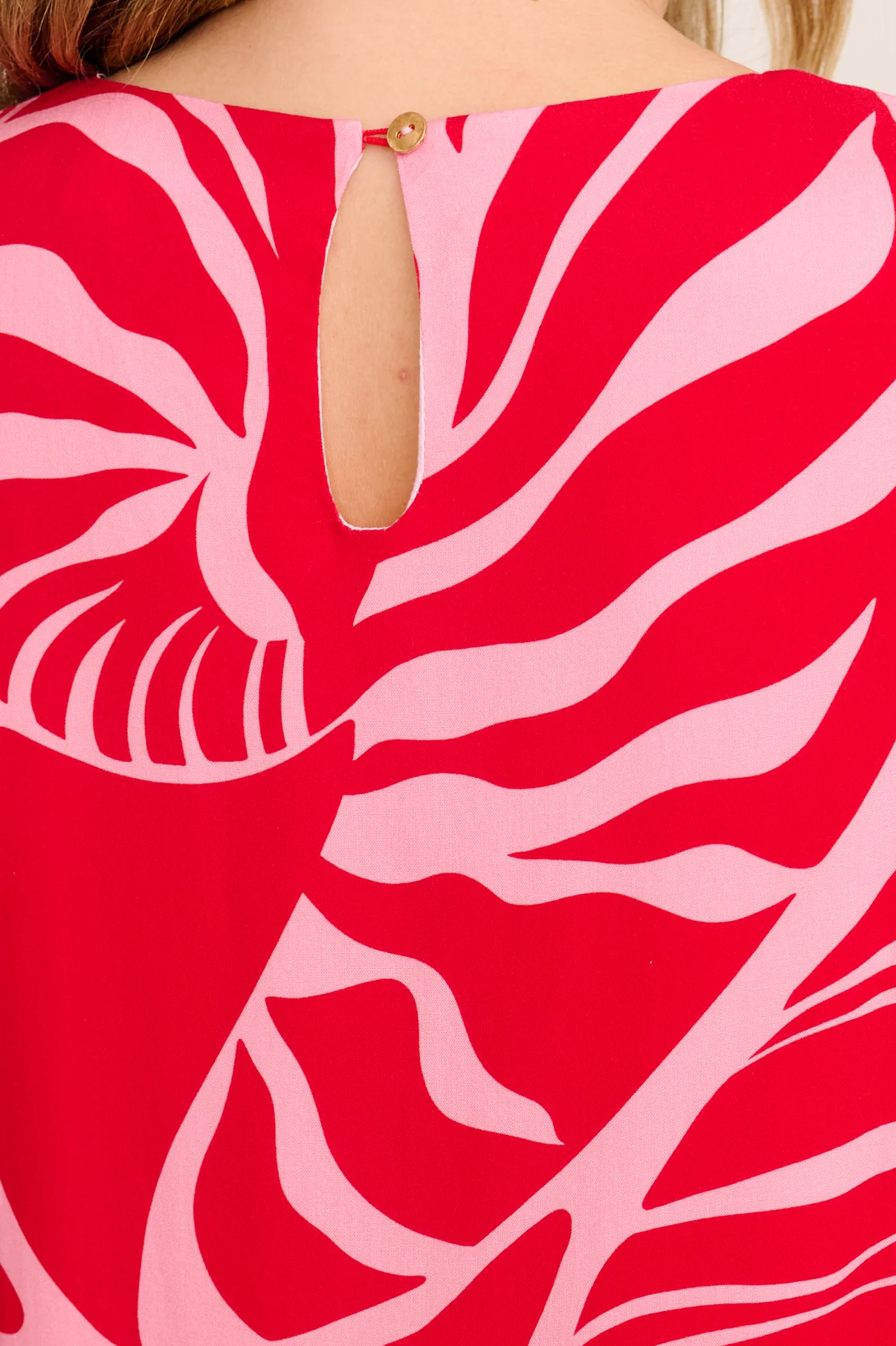 Aniyah Dress in Red with Pink Print - Image 5