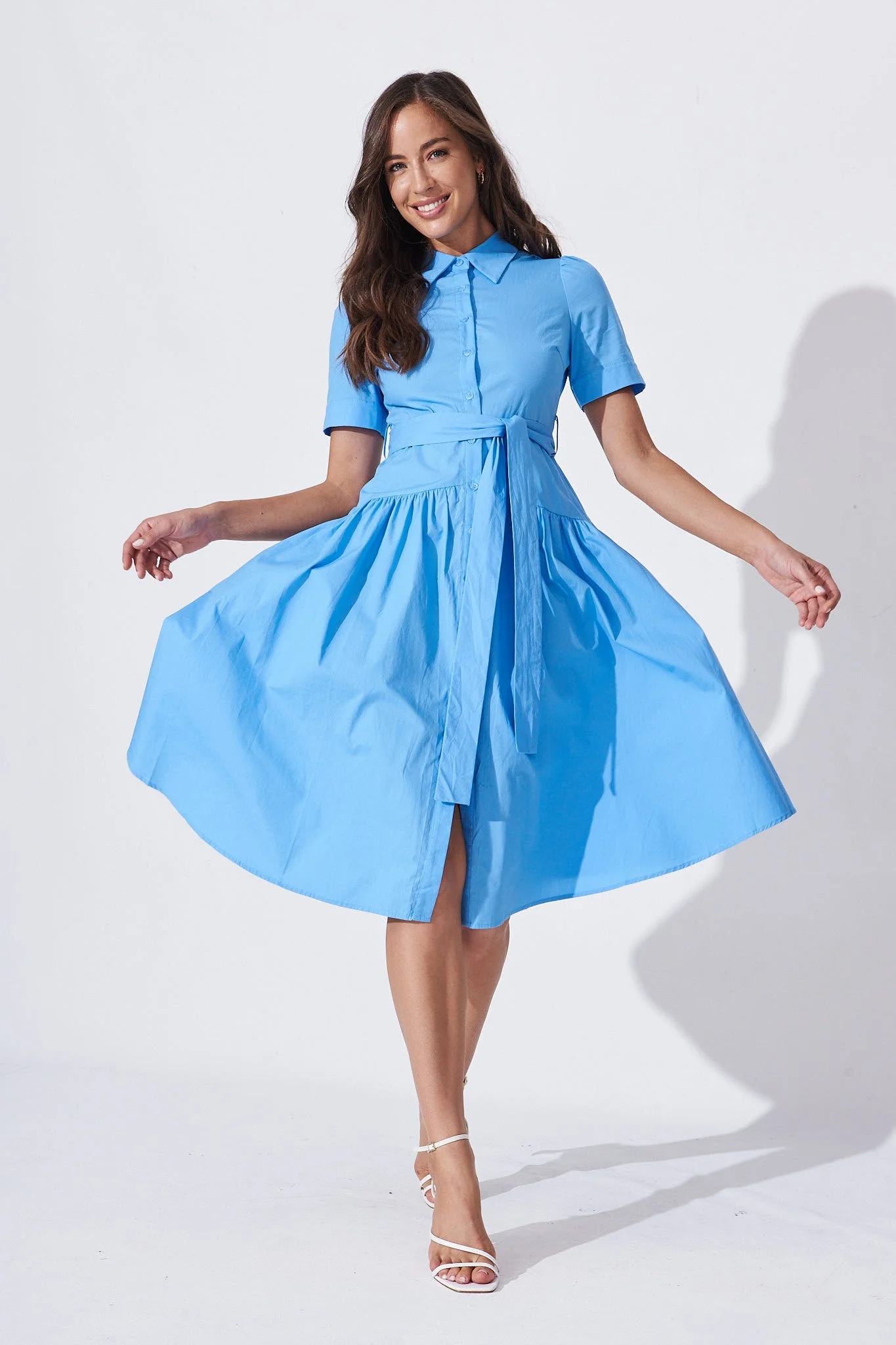 Annmarie Midi Shirt Dress In Blue - Image 6