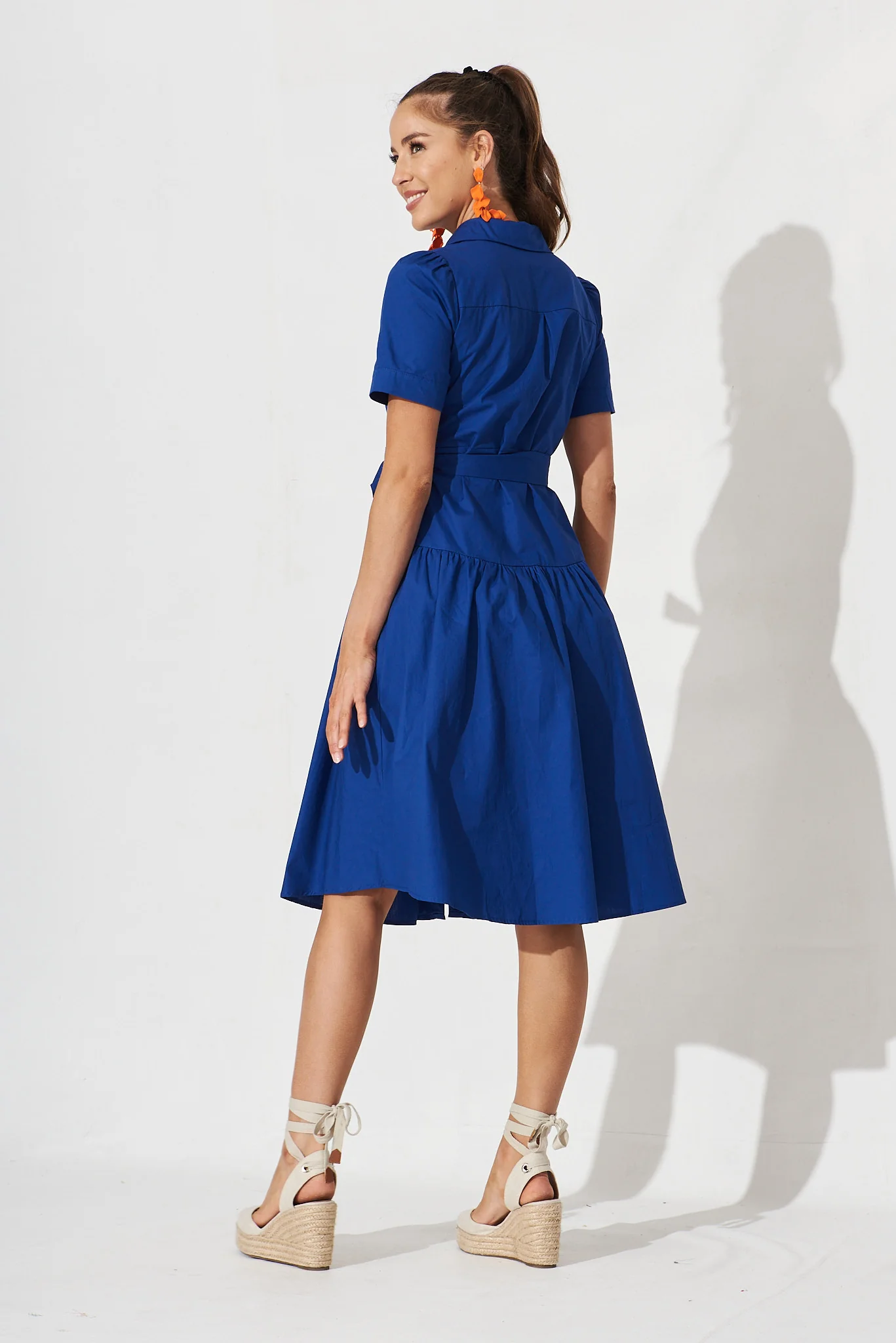 Annmarie Midi Shirt Dress In Royal Blue - Image 4
