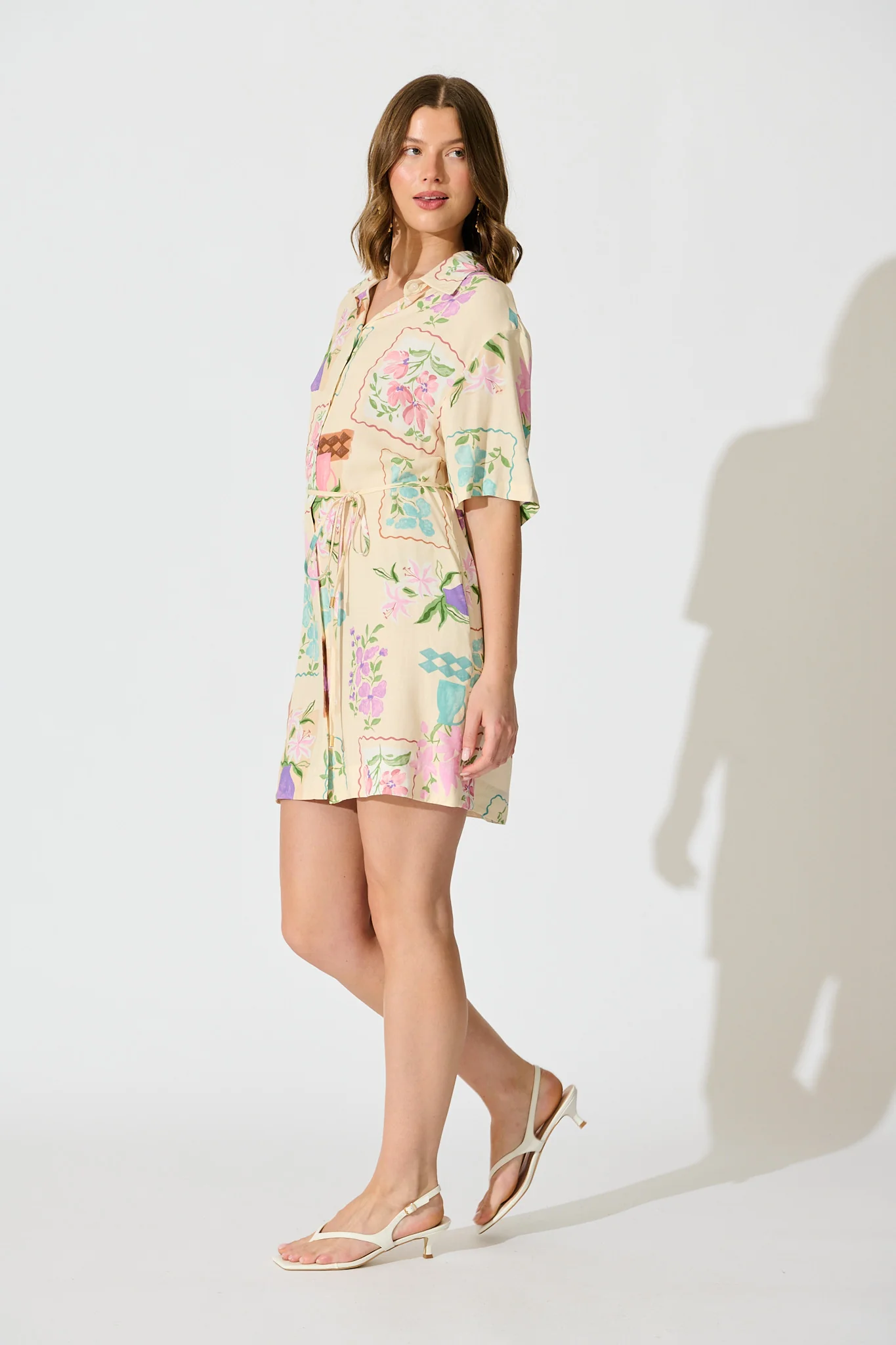 Arabella Garden Shirt Dress in Multi Conversational Print - Image 5