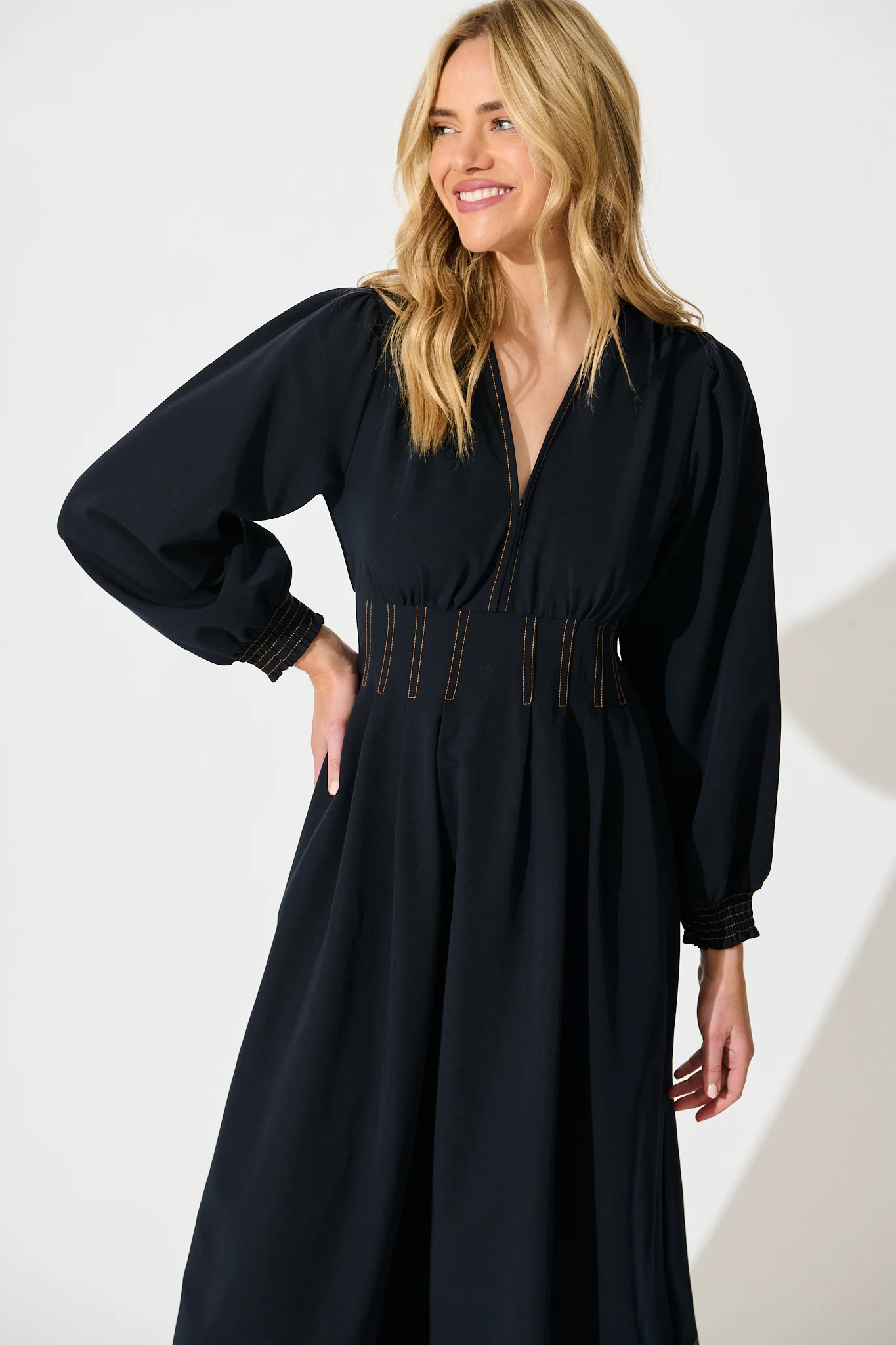 Ariella Midi Dress in Navy - Image 2