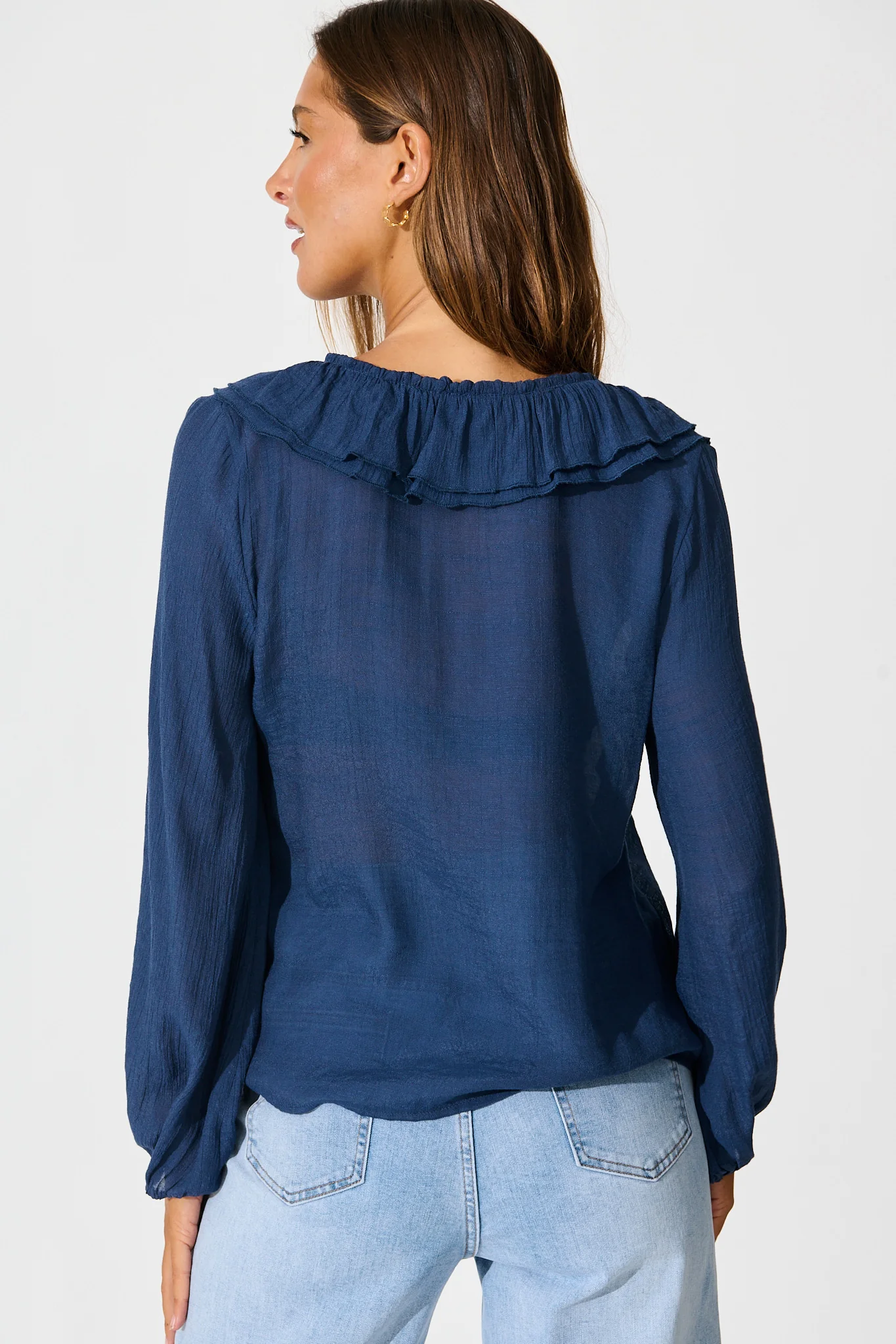Ariella Top in Navy Cotton Blend - Image 3