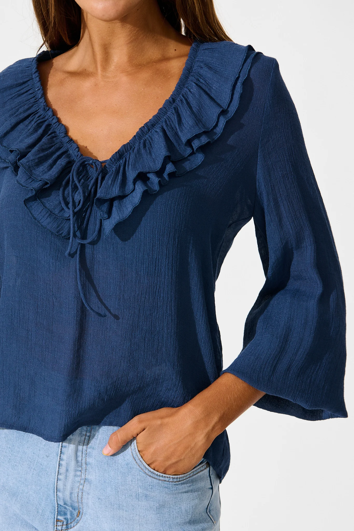 Ariella Top in Navy Cotton Blend - Image 5