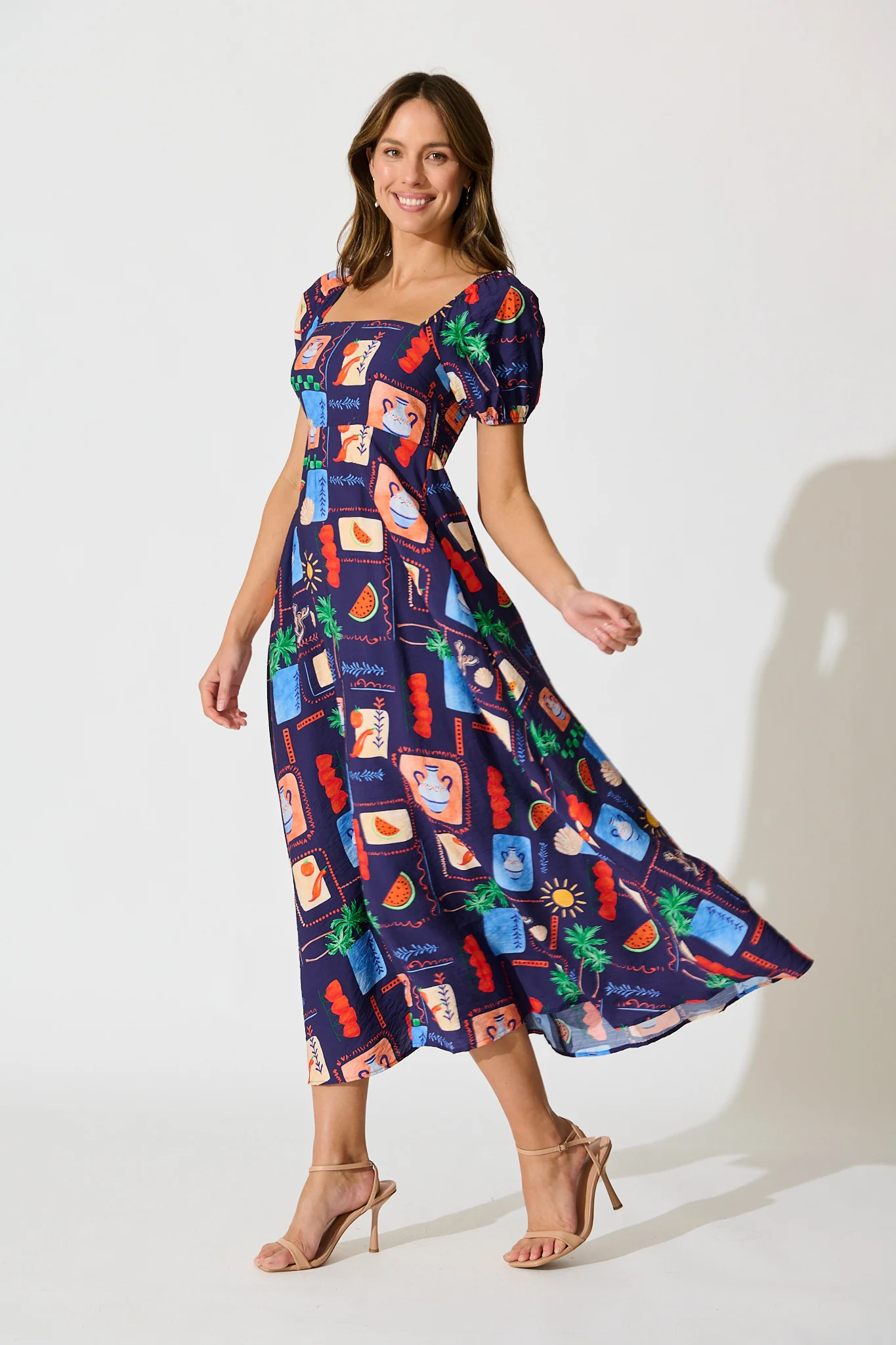 Arien Maxi Dress in Navy Multi Print - Image 3