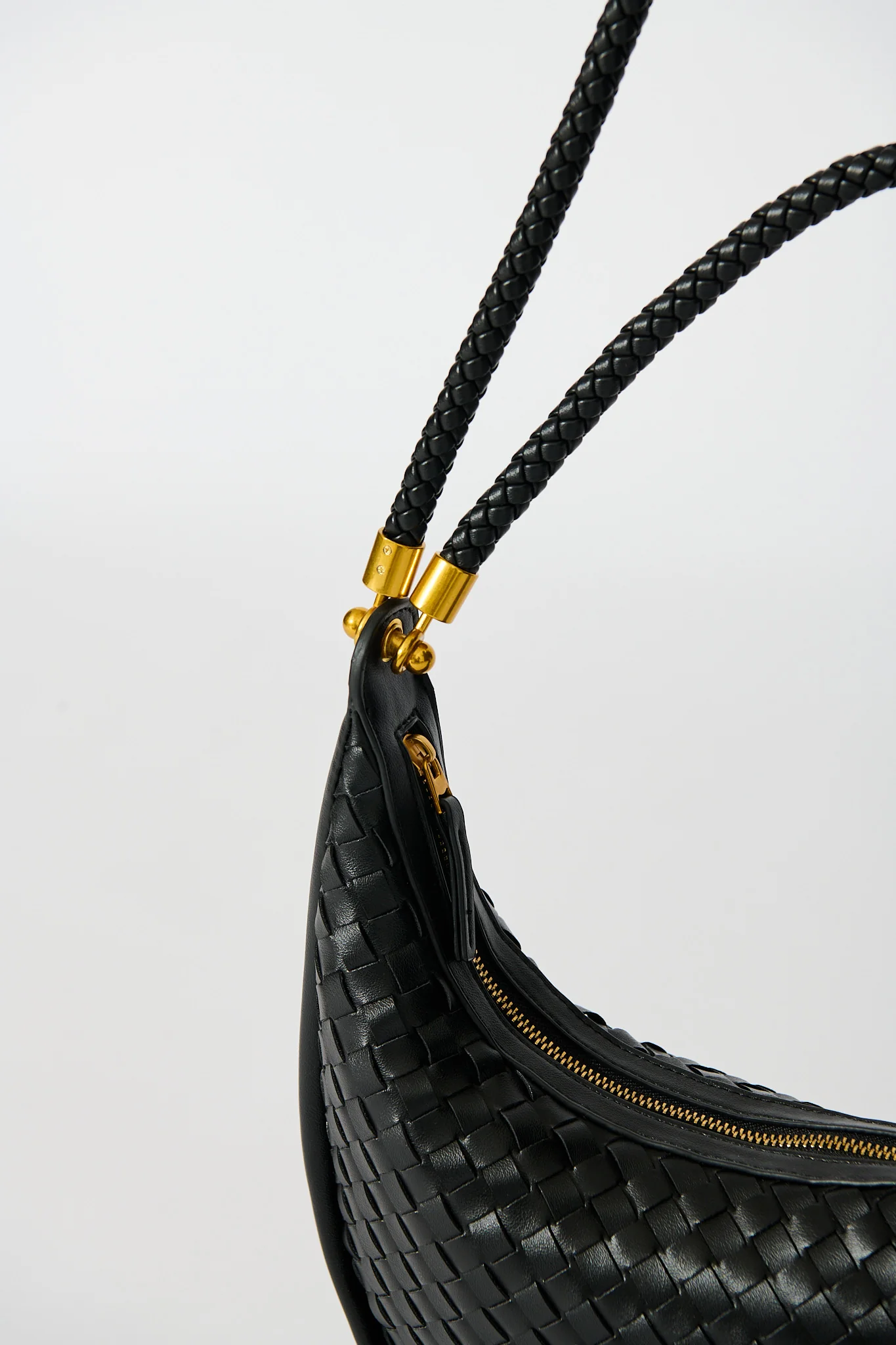 Aries Woven Hobo Bag in Black PU - Image 4