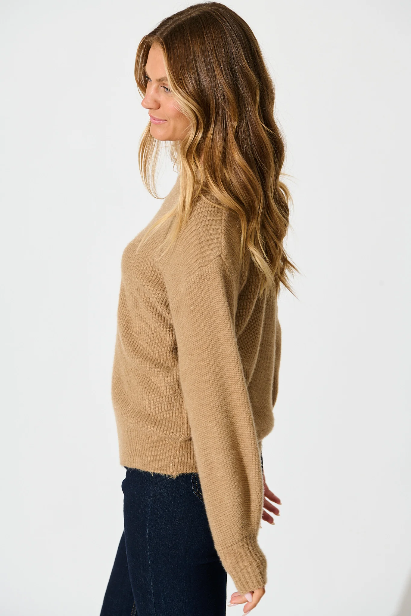 Arla Knit In Mocha Wool Blend - Image 2
