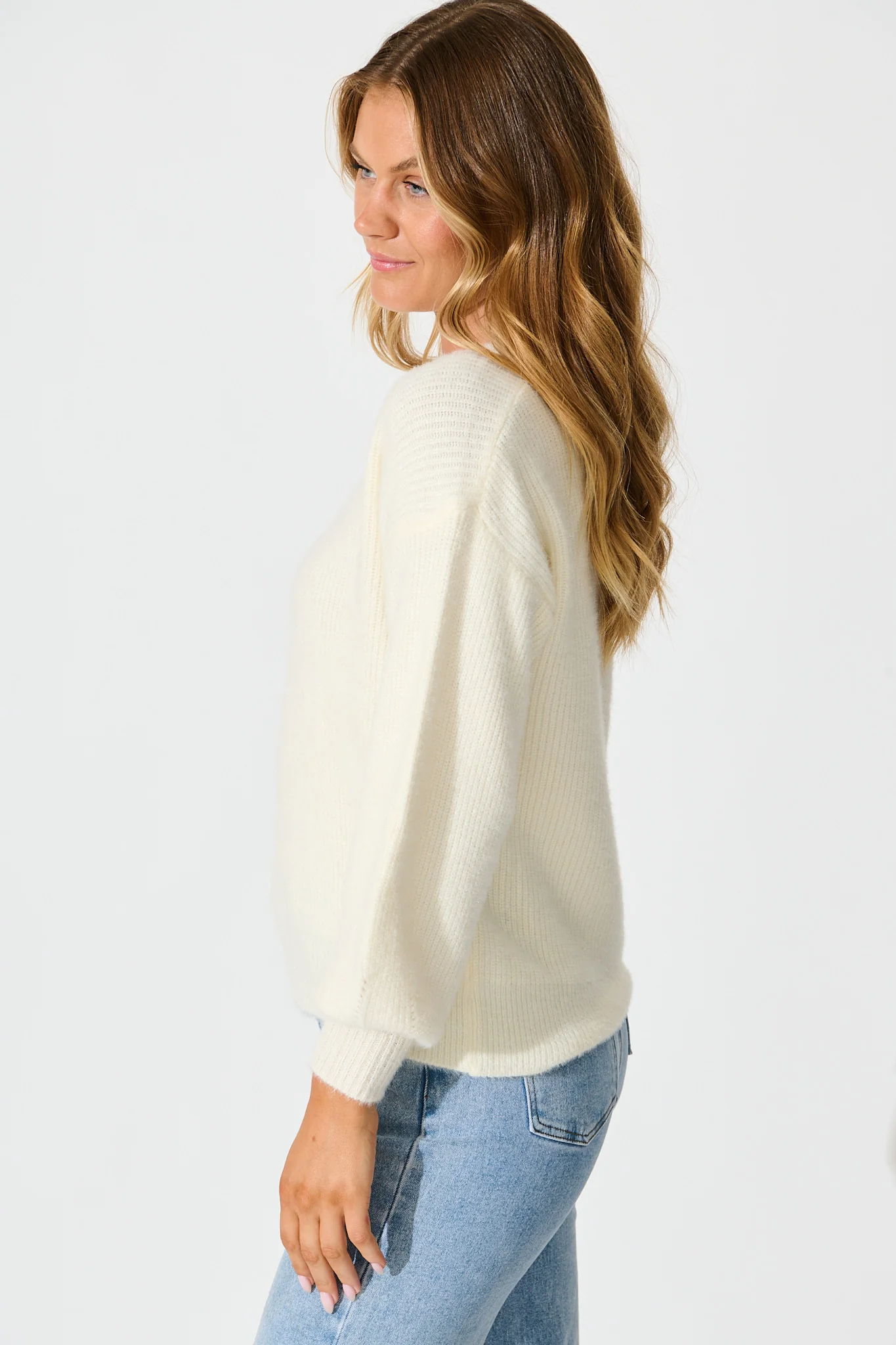 Arla Knit In White Wool Blend - Image 2