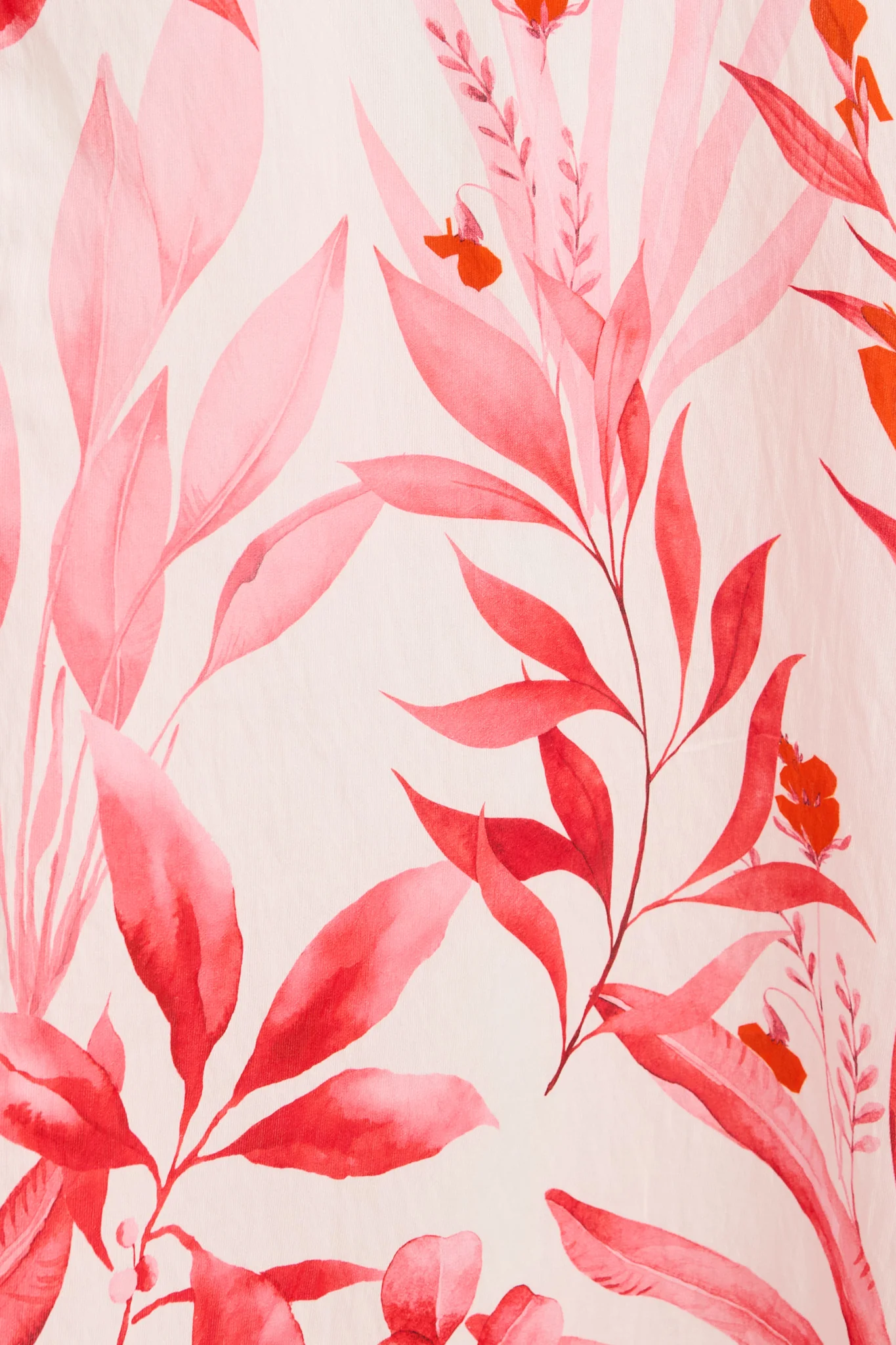 Arla Midi Shirt Dress in White with Pink and Red Leaf - Image 6