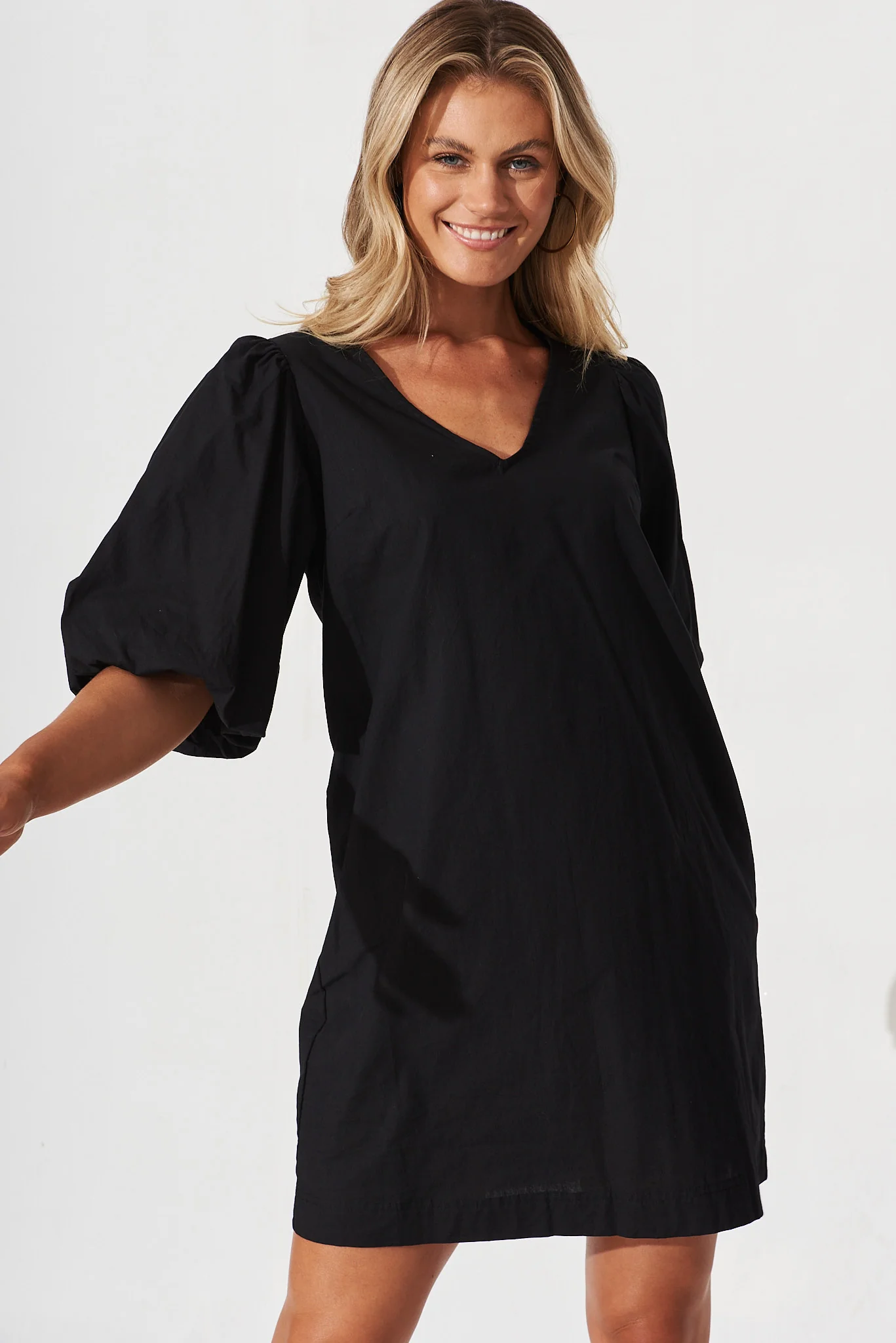 Ashlynn Dress In Black Cotton - Image 2