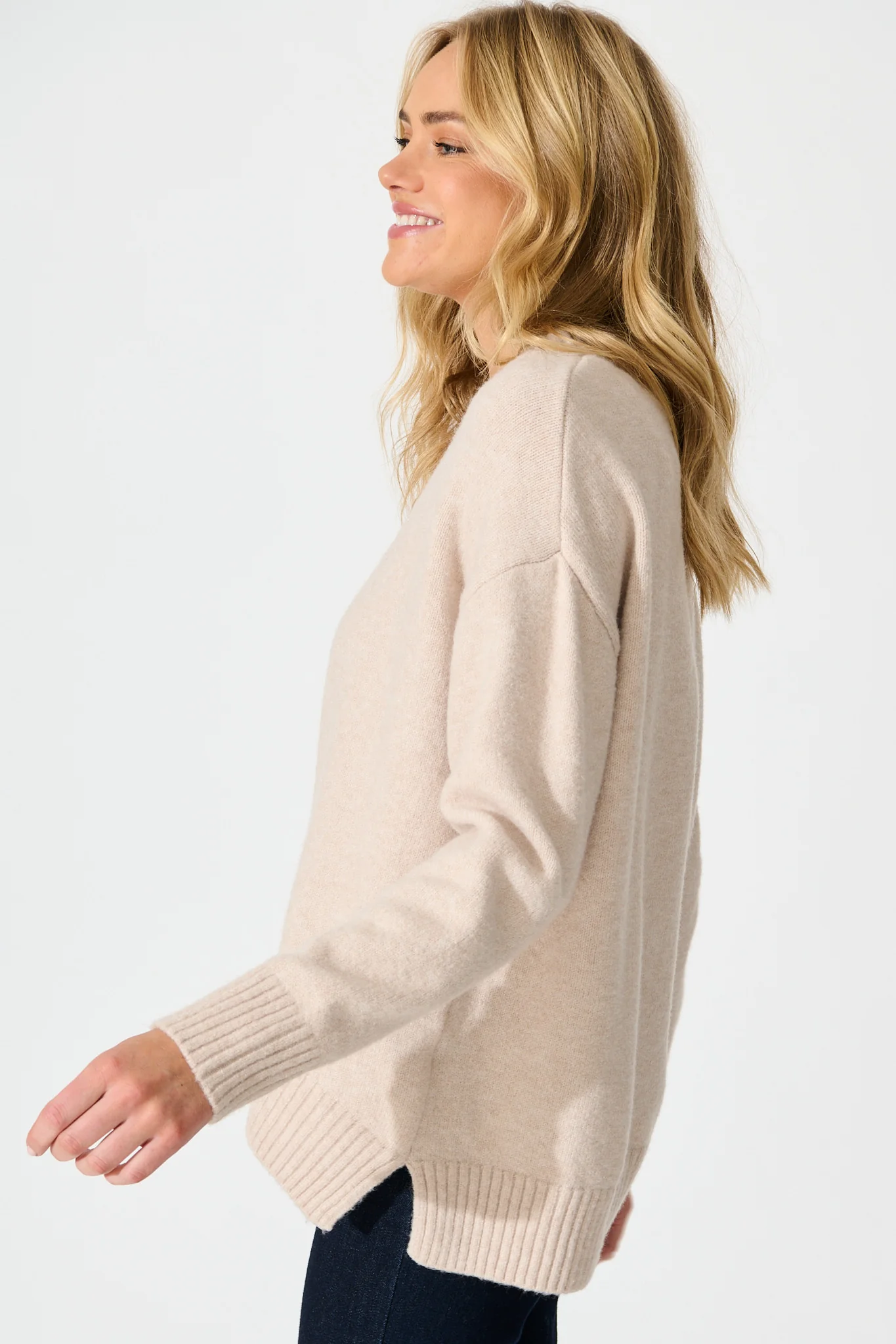 Ashton Knit in Beige Wool Blend - Image 2