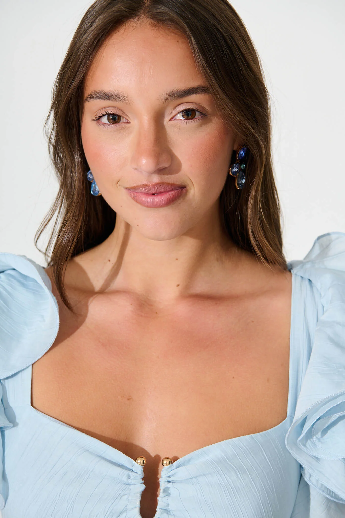 Astor Drop Earrings in Blue - Image 4