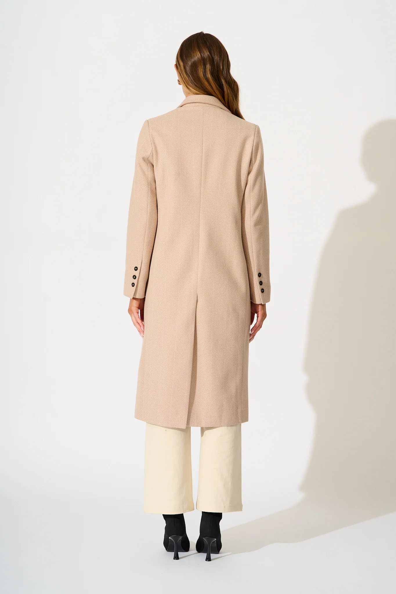 Athena Coat in Light Blush Herringbone - Image 4