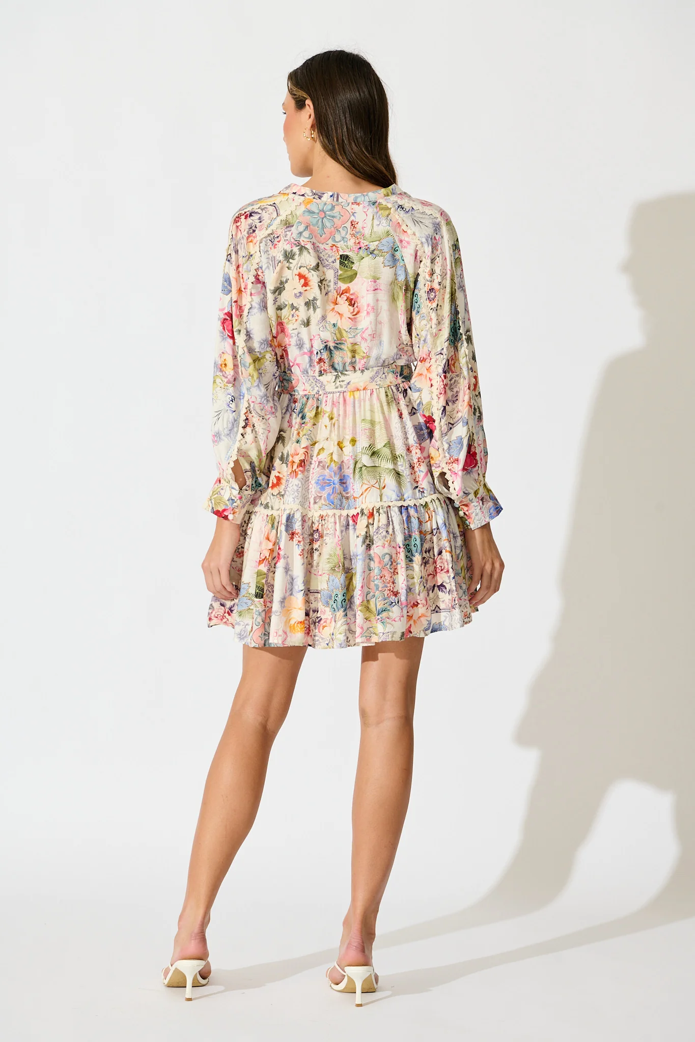 Athena Dress in White with Multi Floral Print - Image 4