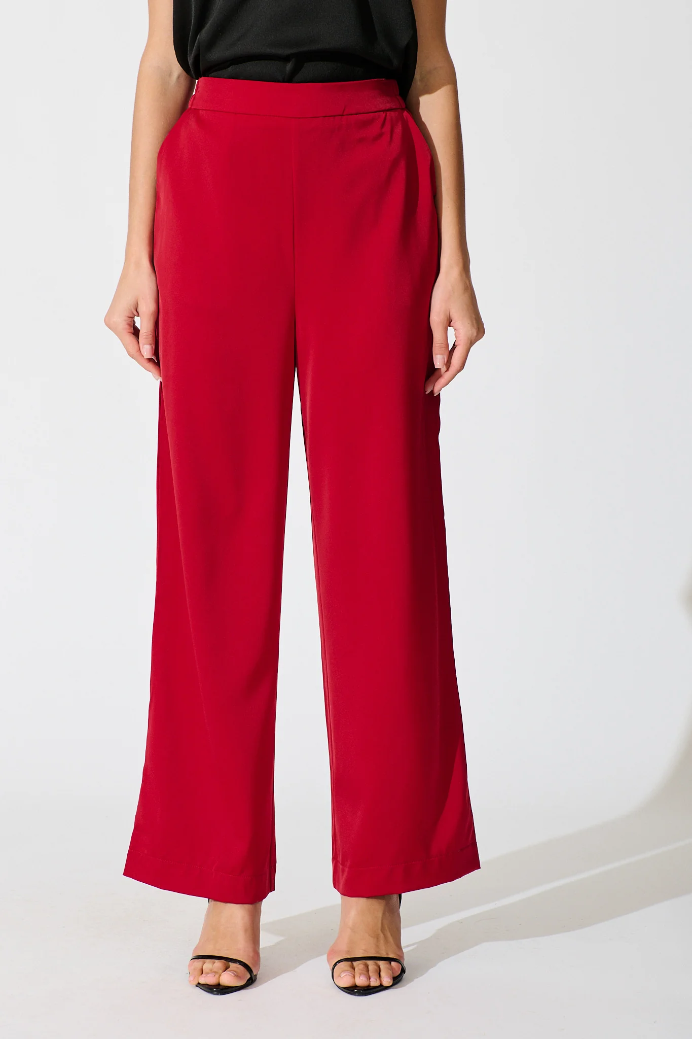 Aubree Pant in Red Satin