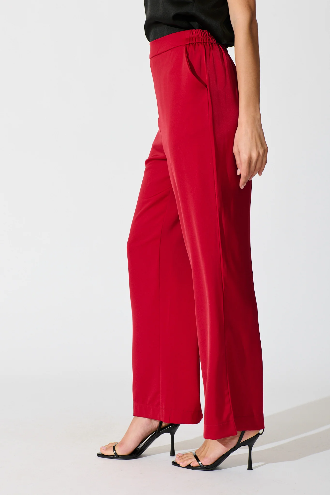 Aubree Pant in Red Satin - Image 2