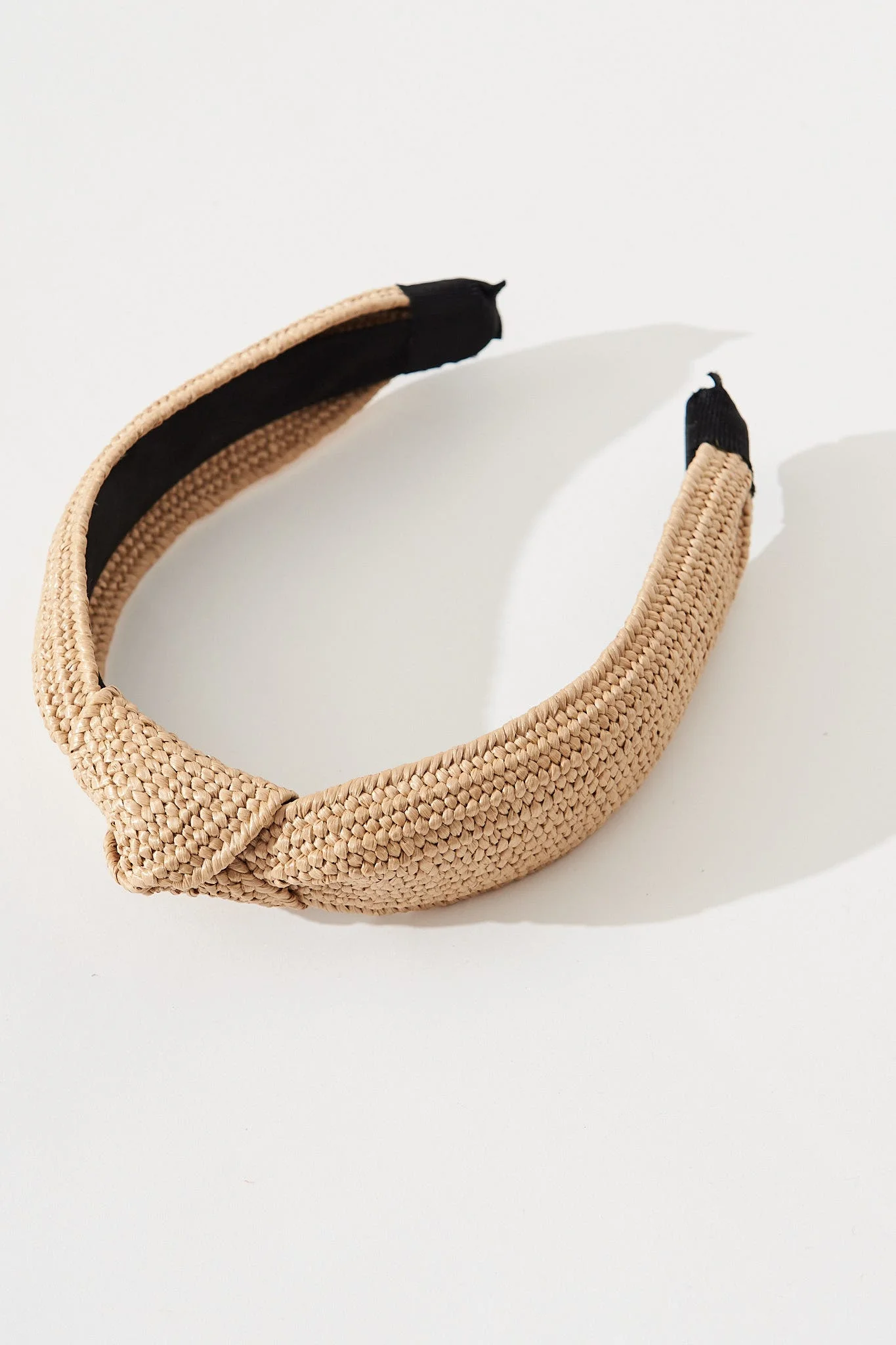 August + Delilah Celina Straw Knot Headband In Beige - Image 2