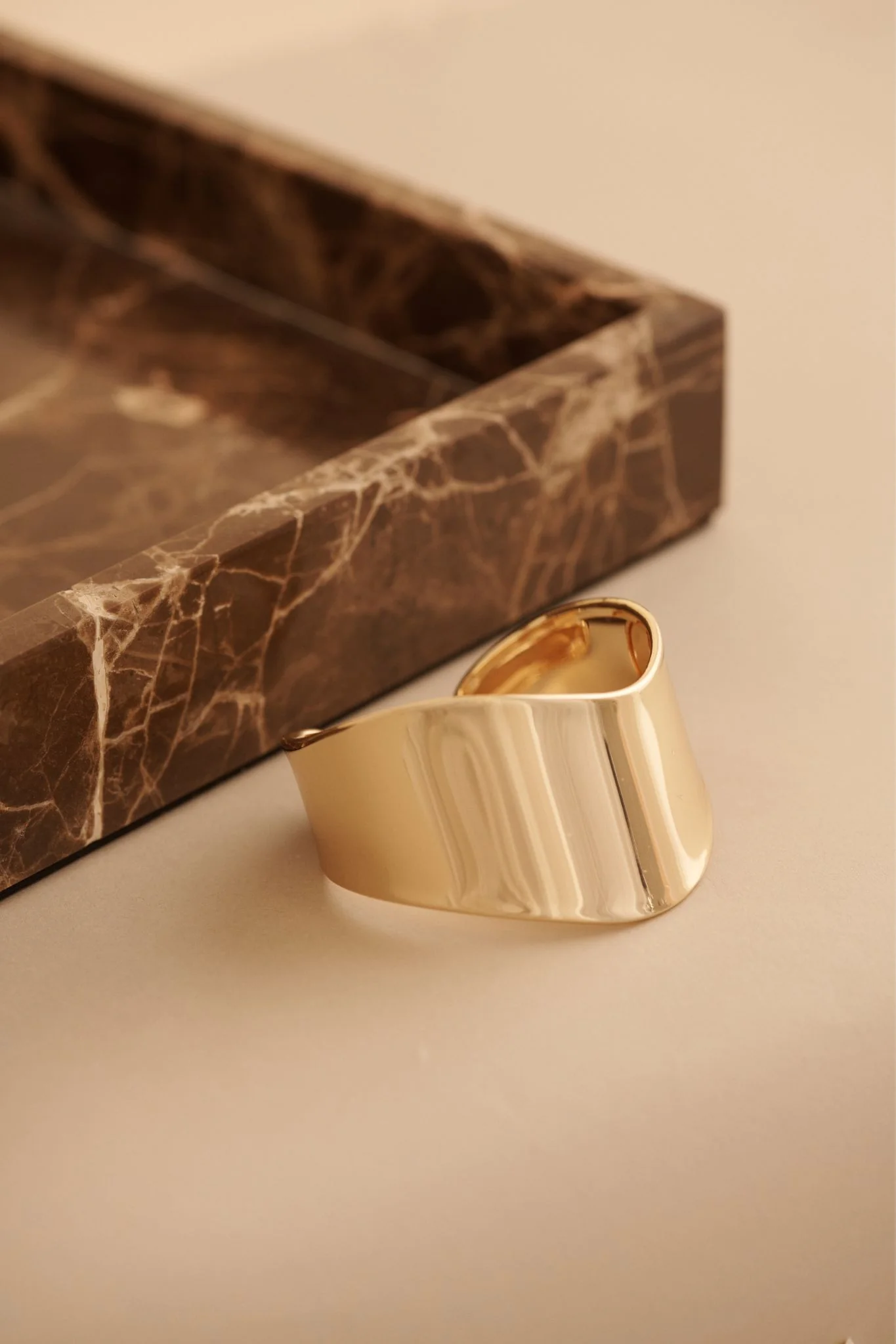 Aura Sculptural Open Bangle in Gold
