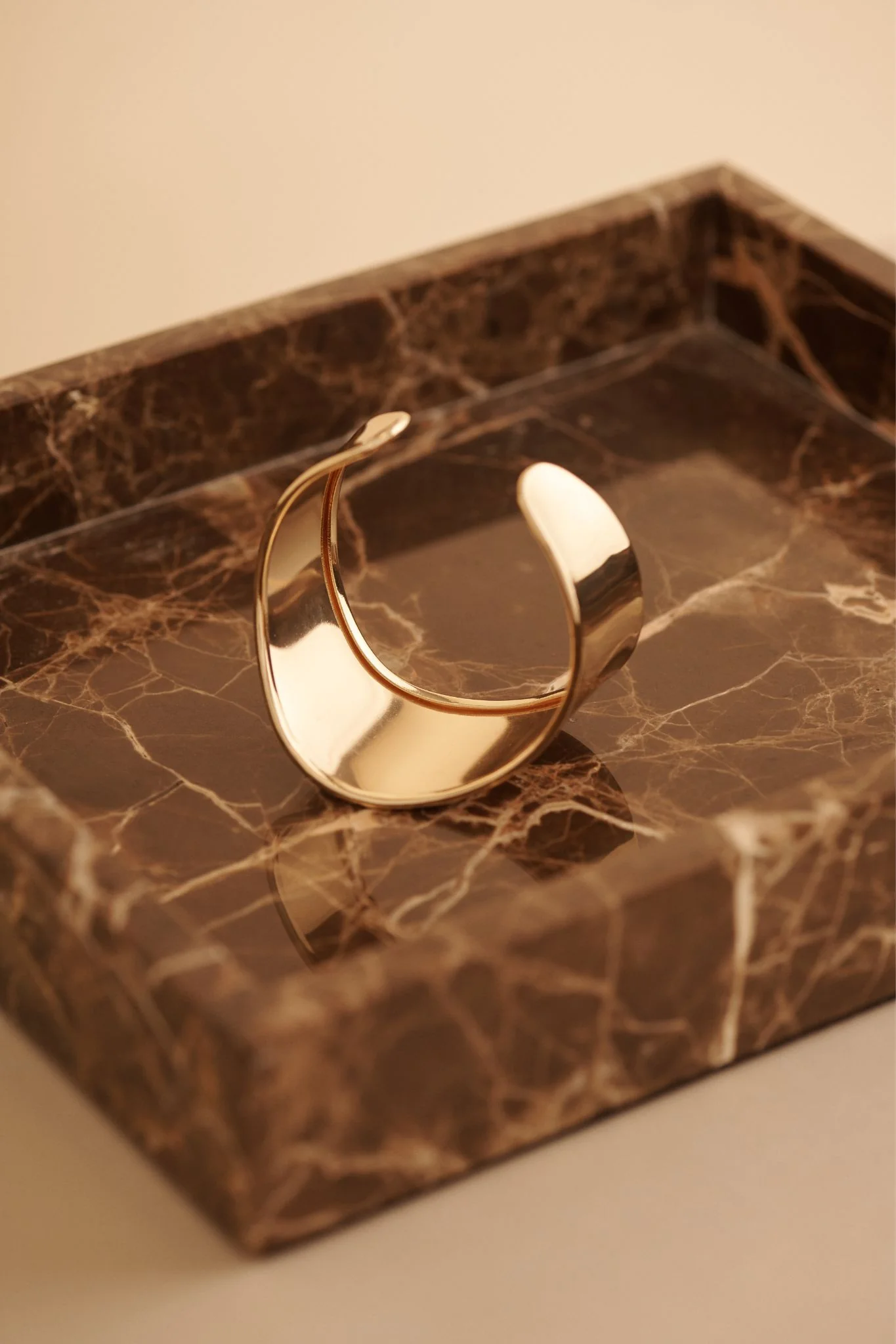 Aura Sculptural Open Bangle in Gold - Image 2