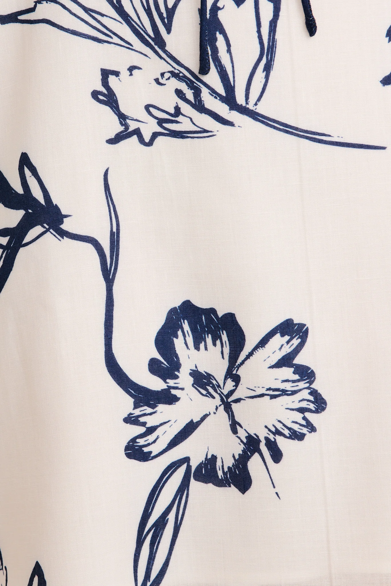 Aurra Dress in White with Navy Floral Linen Blend - Image 6