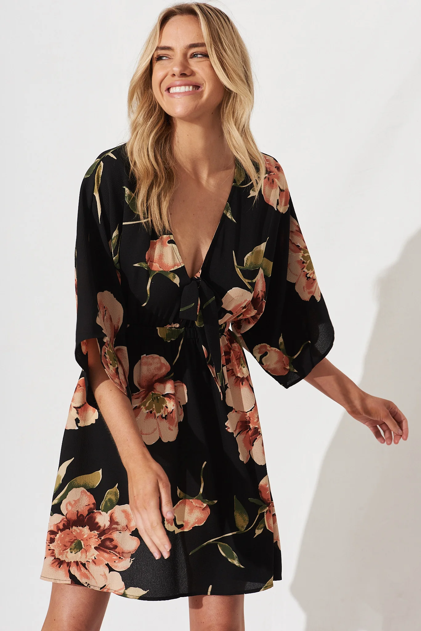 Ava Dress In Black With Blush Floral - Image 2