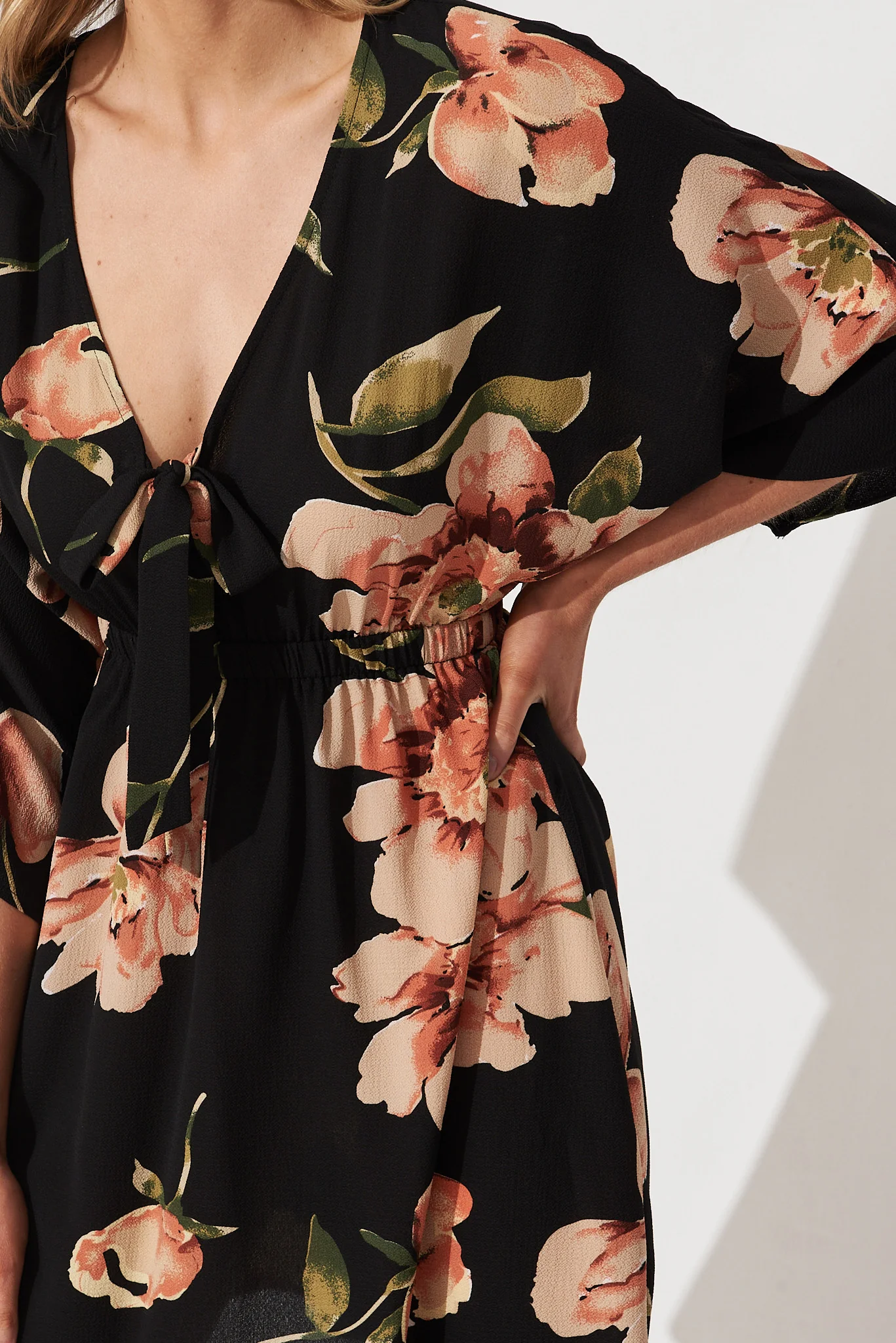 Ava Dress In Black With Blush Floral - Image 5