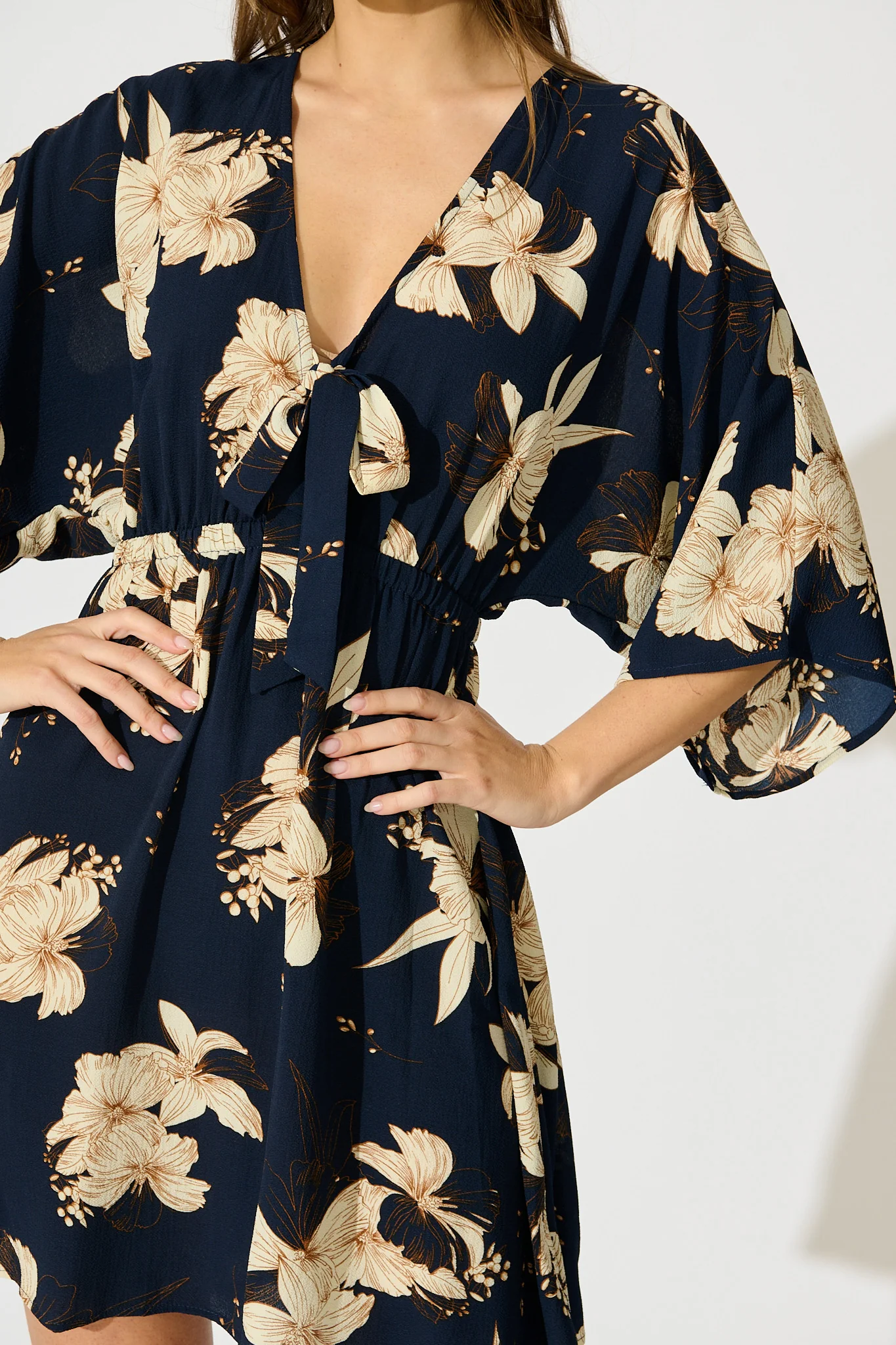 Ava Dress in Navy with Cream Floral - Image 5