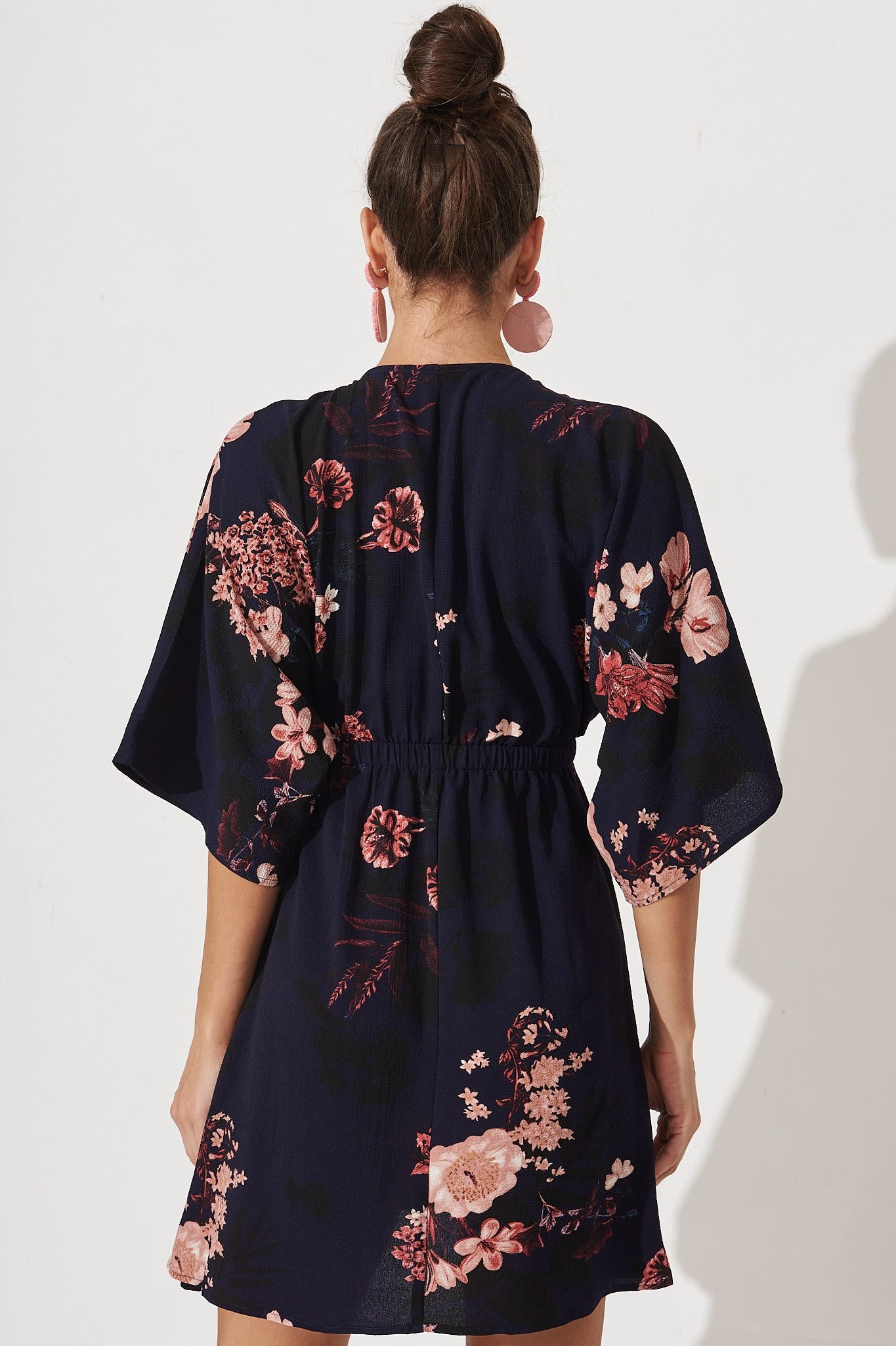 Ava Dress In Navy With Pink And Blush Floral - Image 4