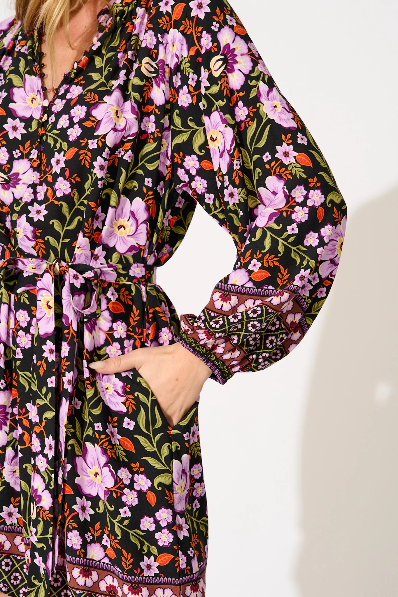 Avalon Dress in Black Multi Floral - Image 5