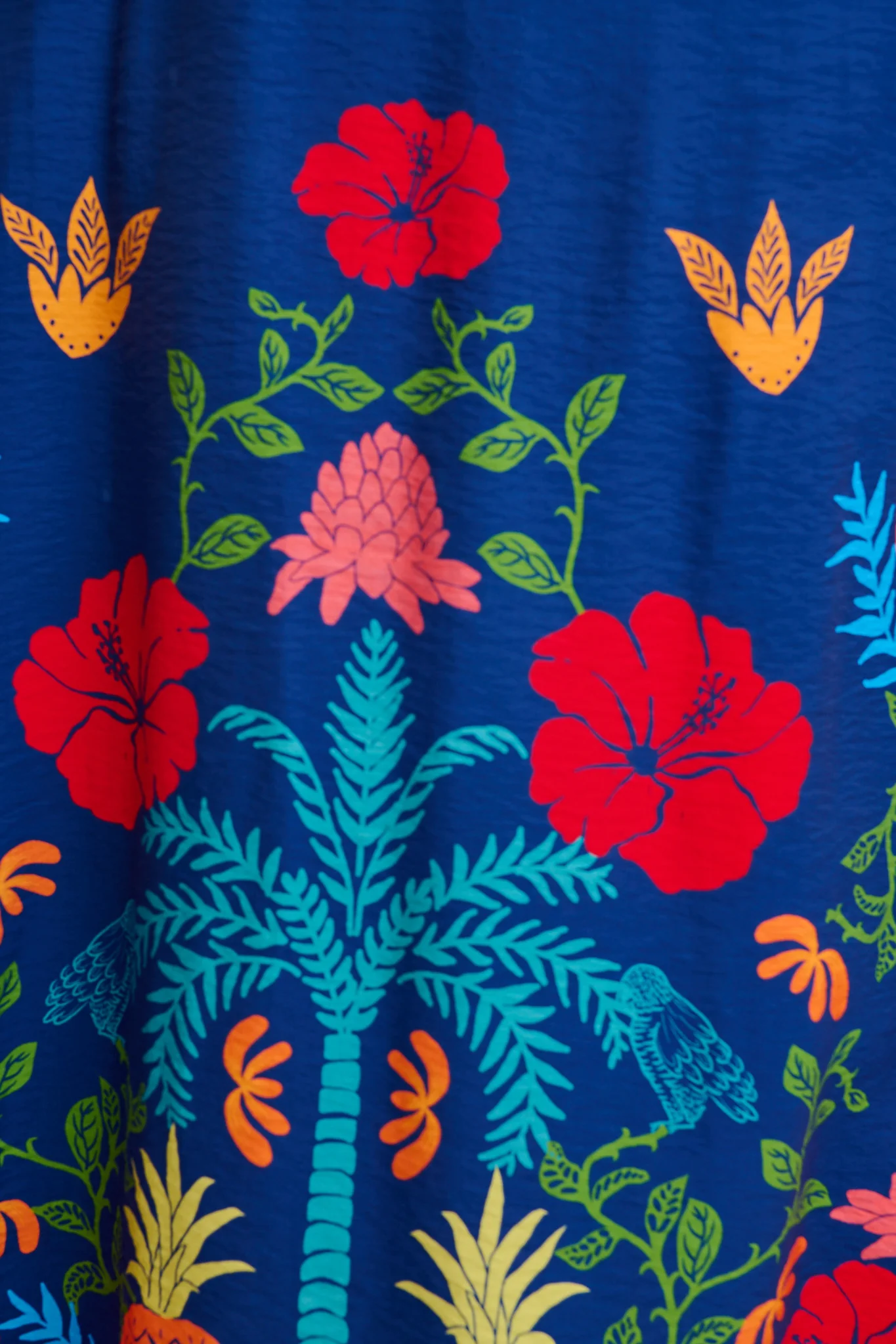 Avi Maxi Skirt in Navy Multi Tropical Linen Blend - Image 6