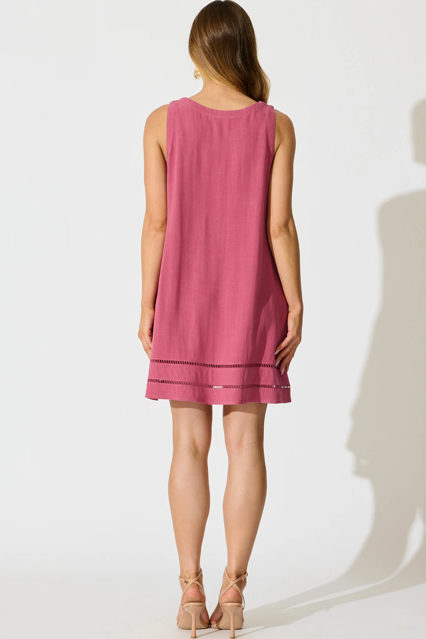 Avni Dress in Deep Rose Linen Blend - Image 4