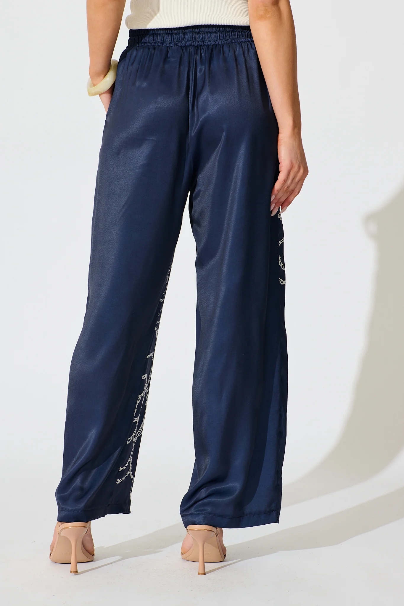 Ayanda Pant in Navy Floral Satin - Image 3