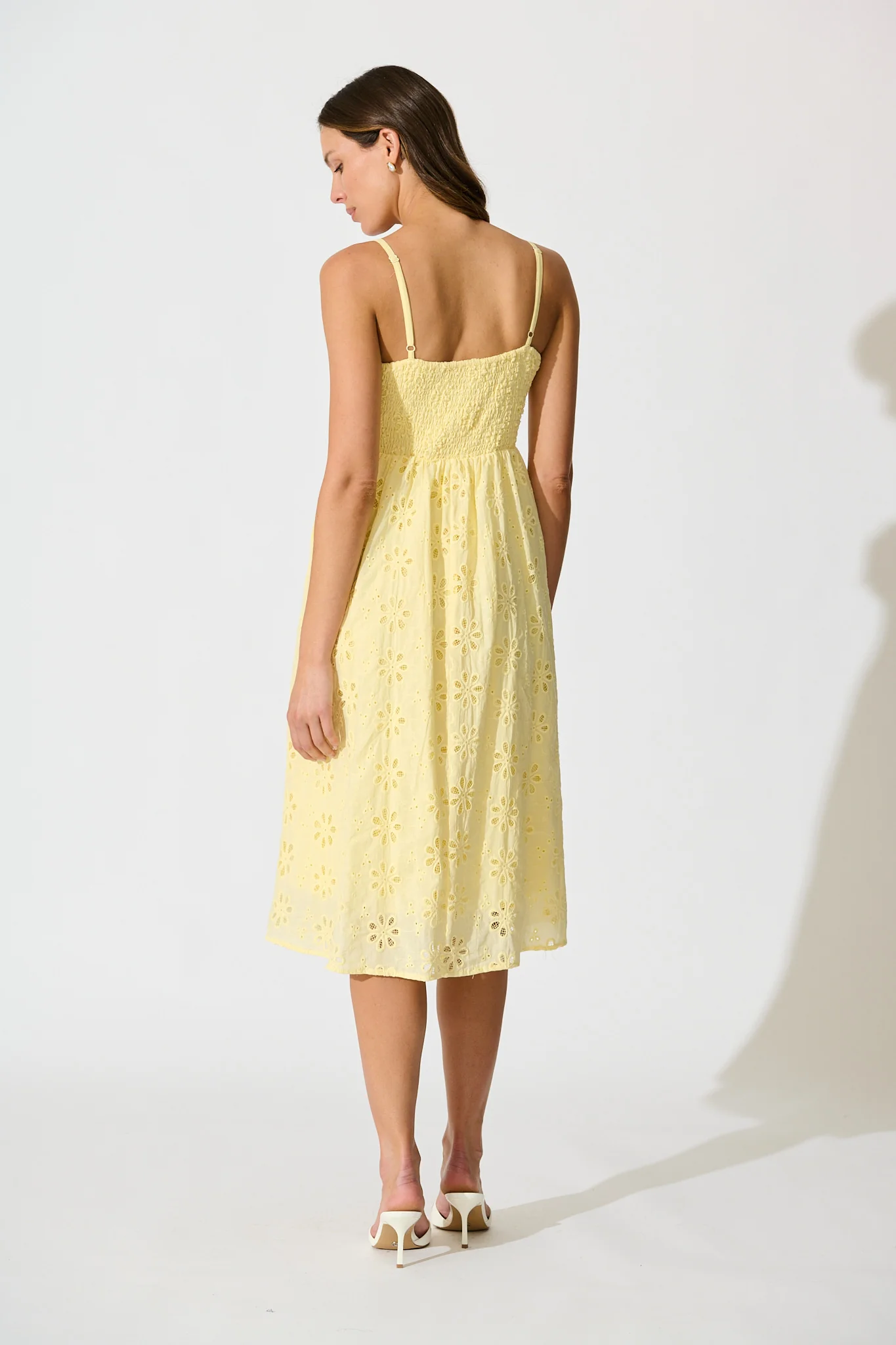 Ballamy Midi Sundress In Yellow Embroidery Cotton - Image 4