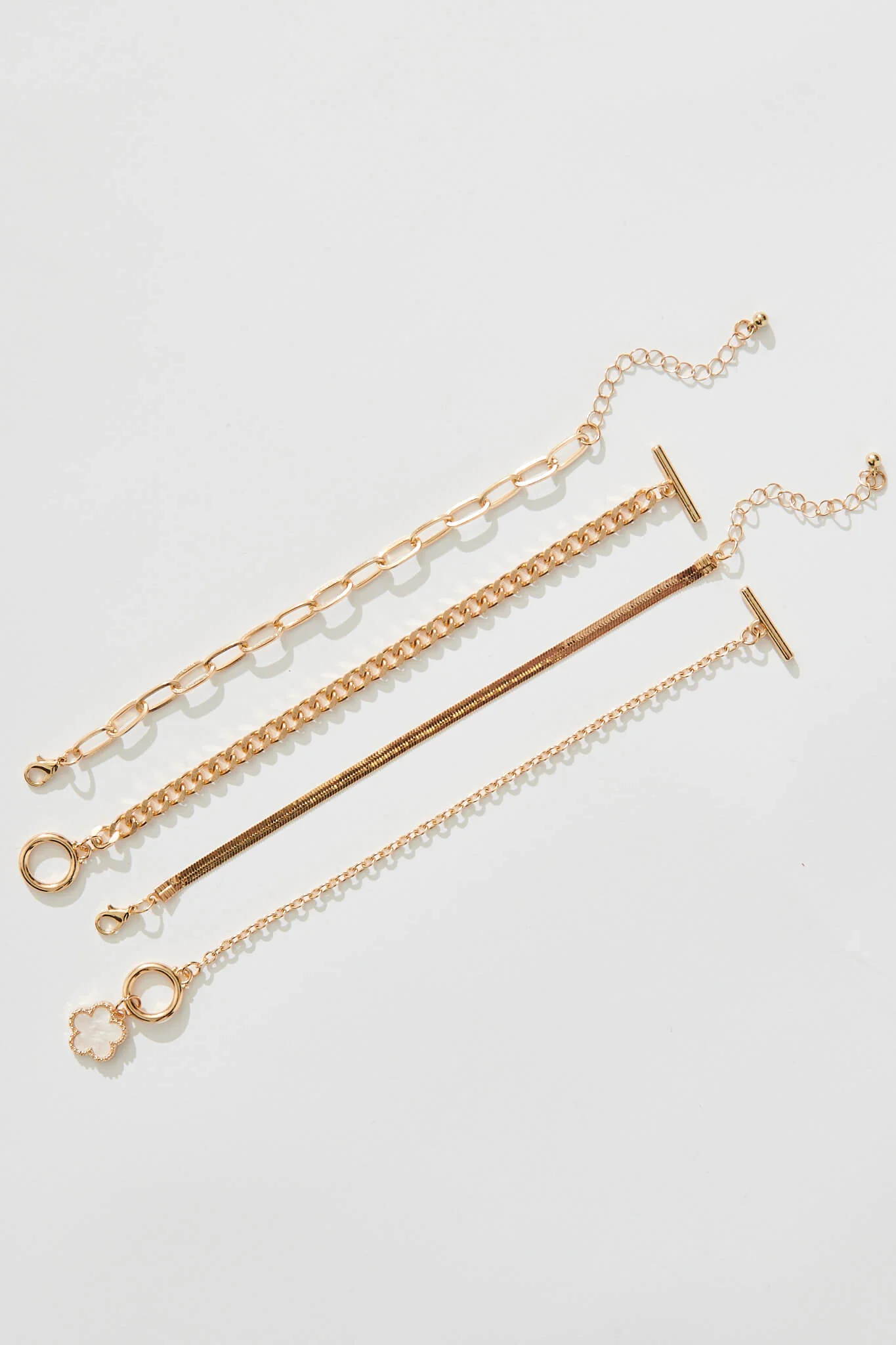 Bambi Four Layered Bracelet In Gold With Pearlescent Clover - Image 3