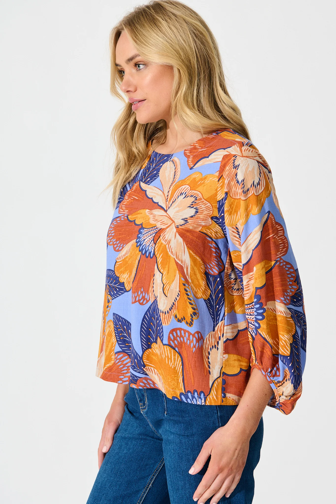 Bambi Top in Multi Print Linen Blend - Image 2