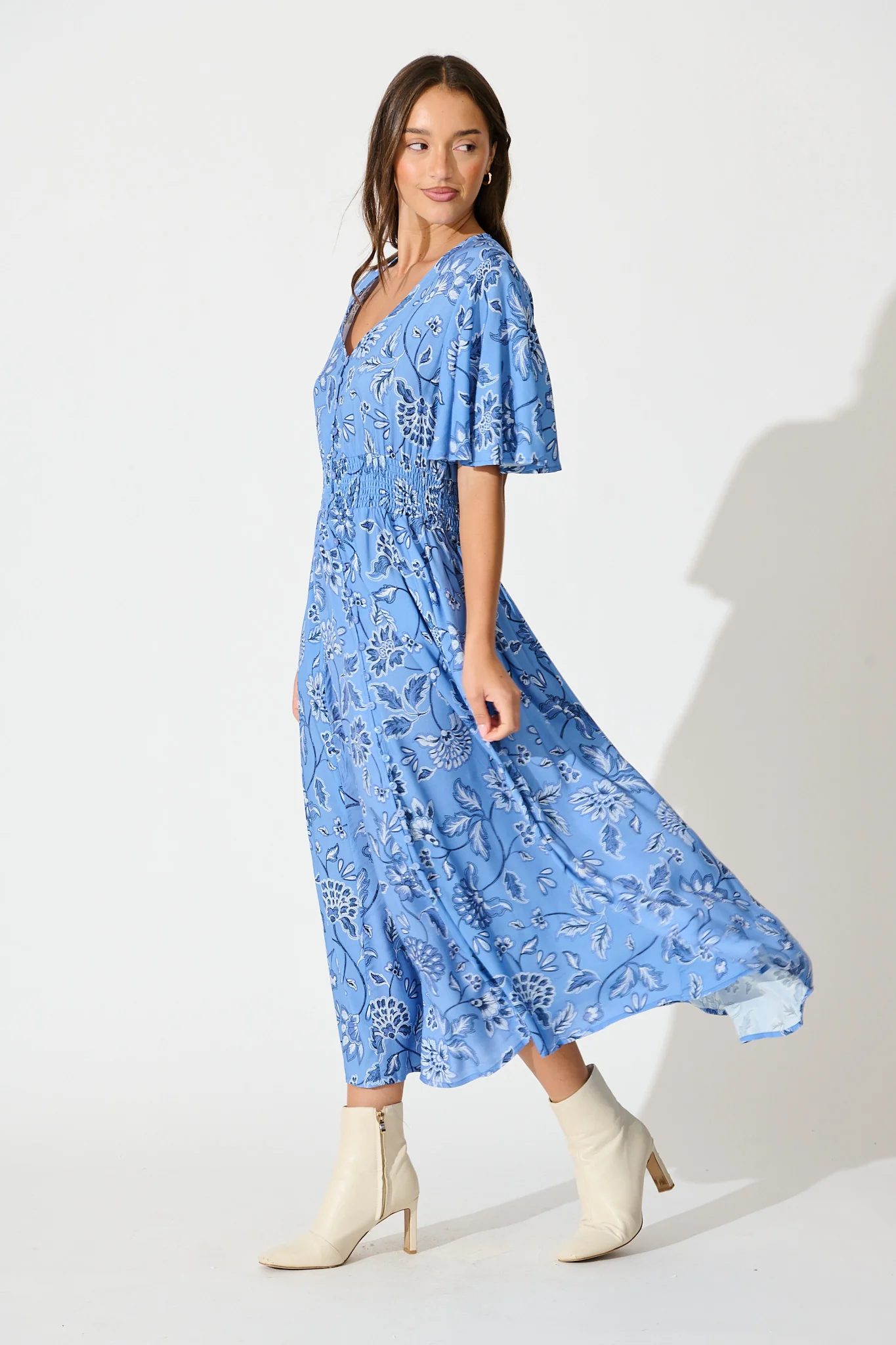 Beatrice Maxi Dress in Blue Floral - Image 3