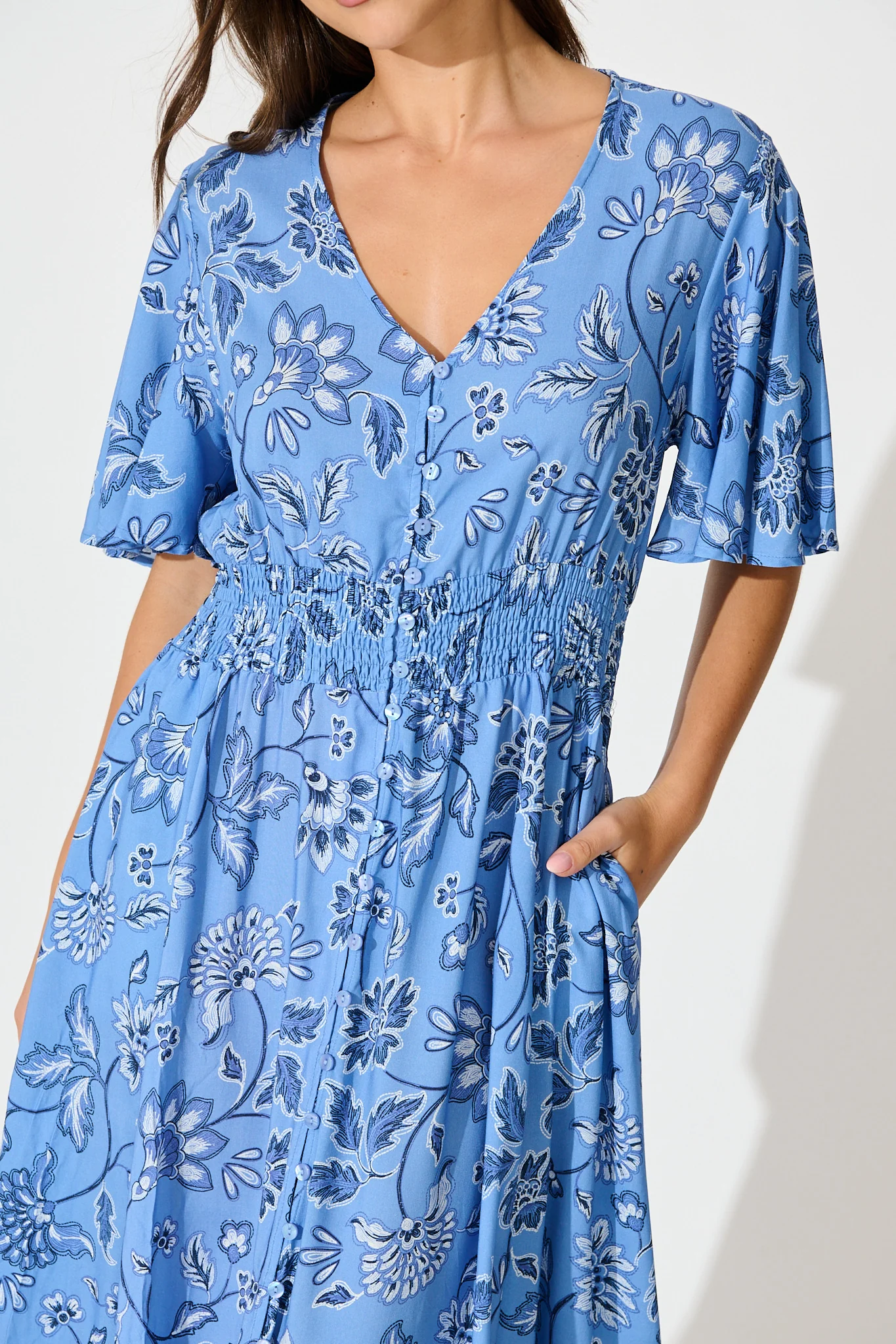 Beatrice Maxi Dress in Blue Floral - Image 5