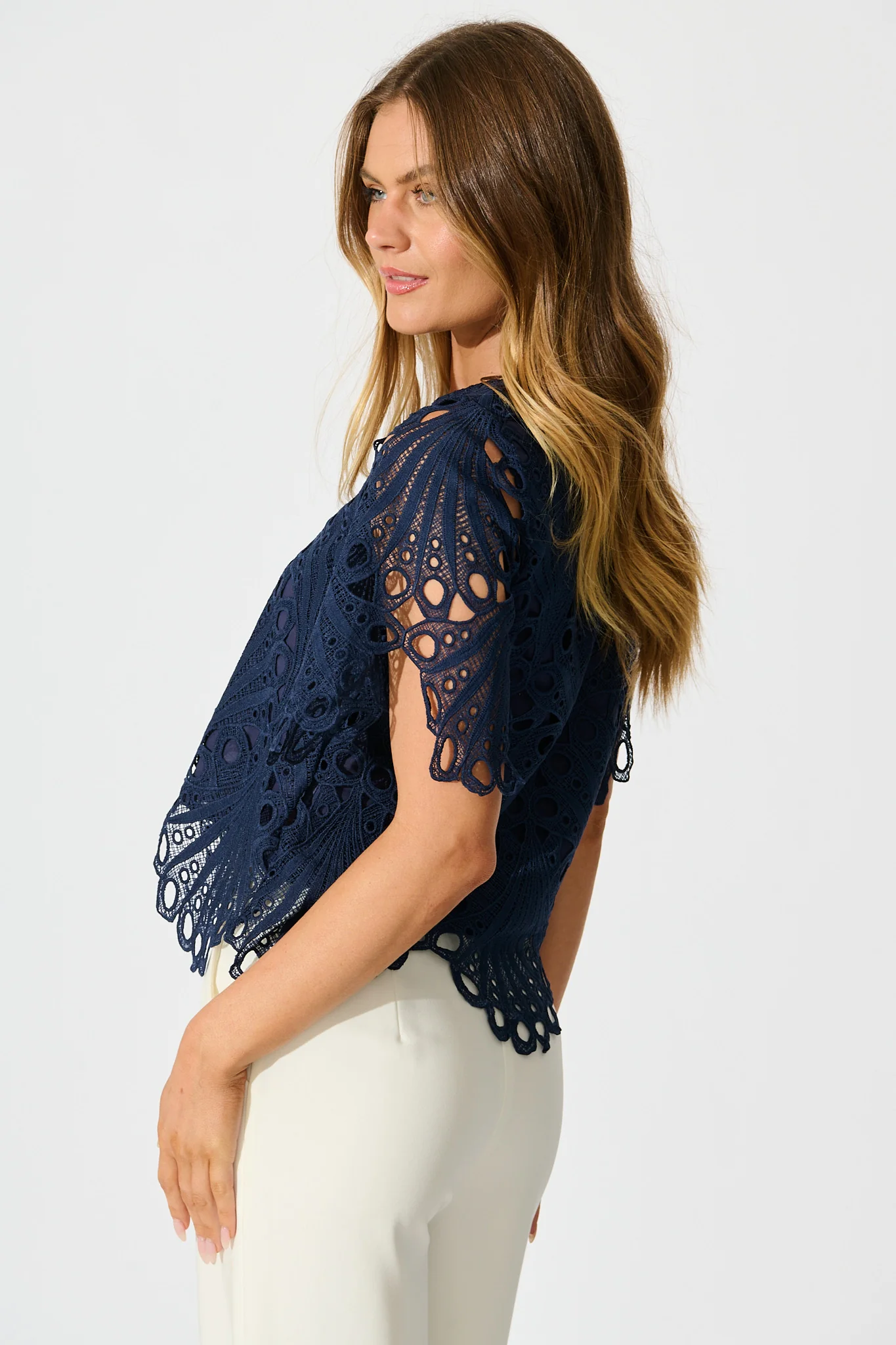 Bel Air Top in Navy Lace - Image 2