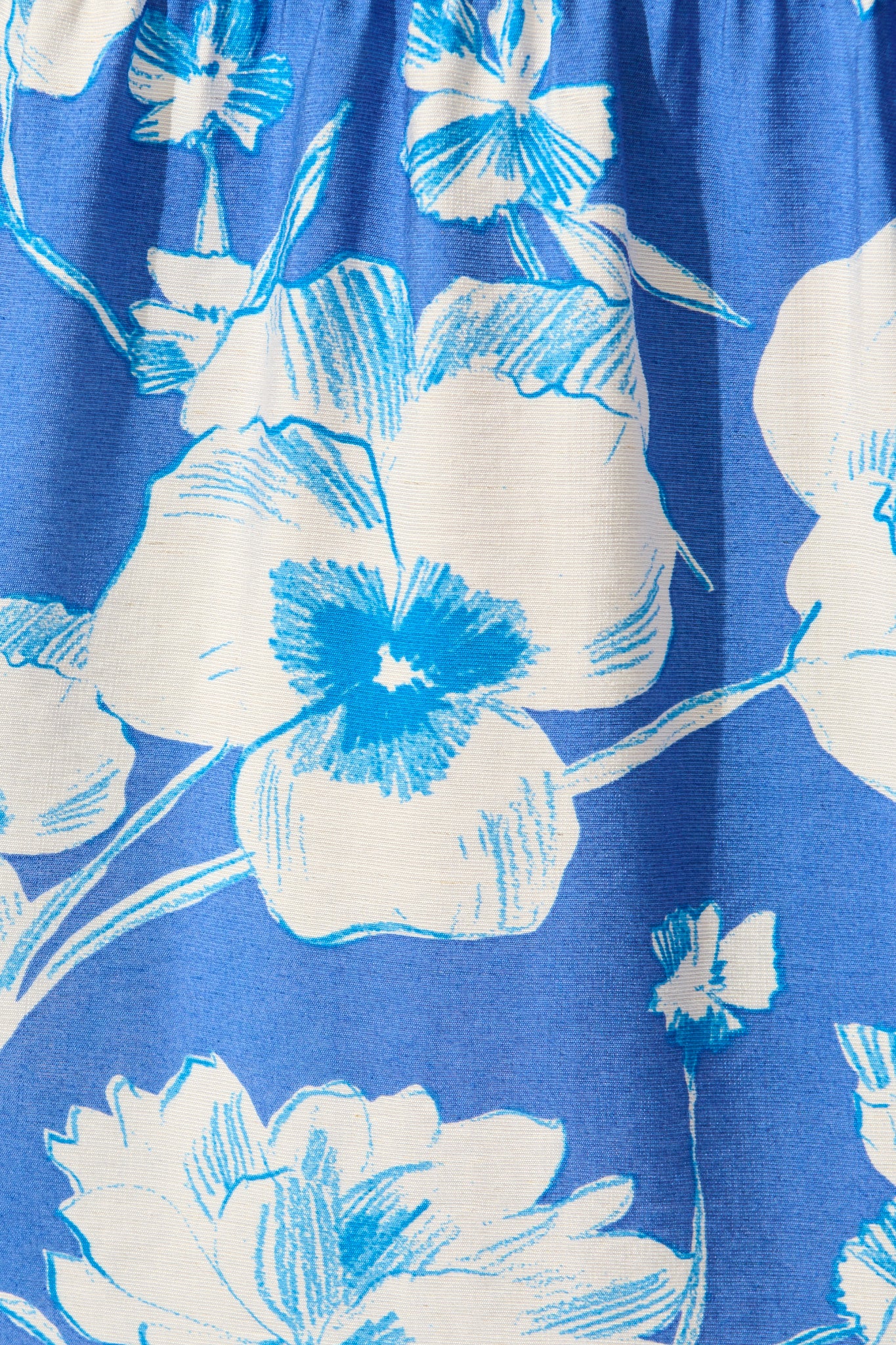 Belize Midi Dress in Blue with White Floral Linen Blend - Image 6