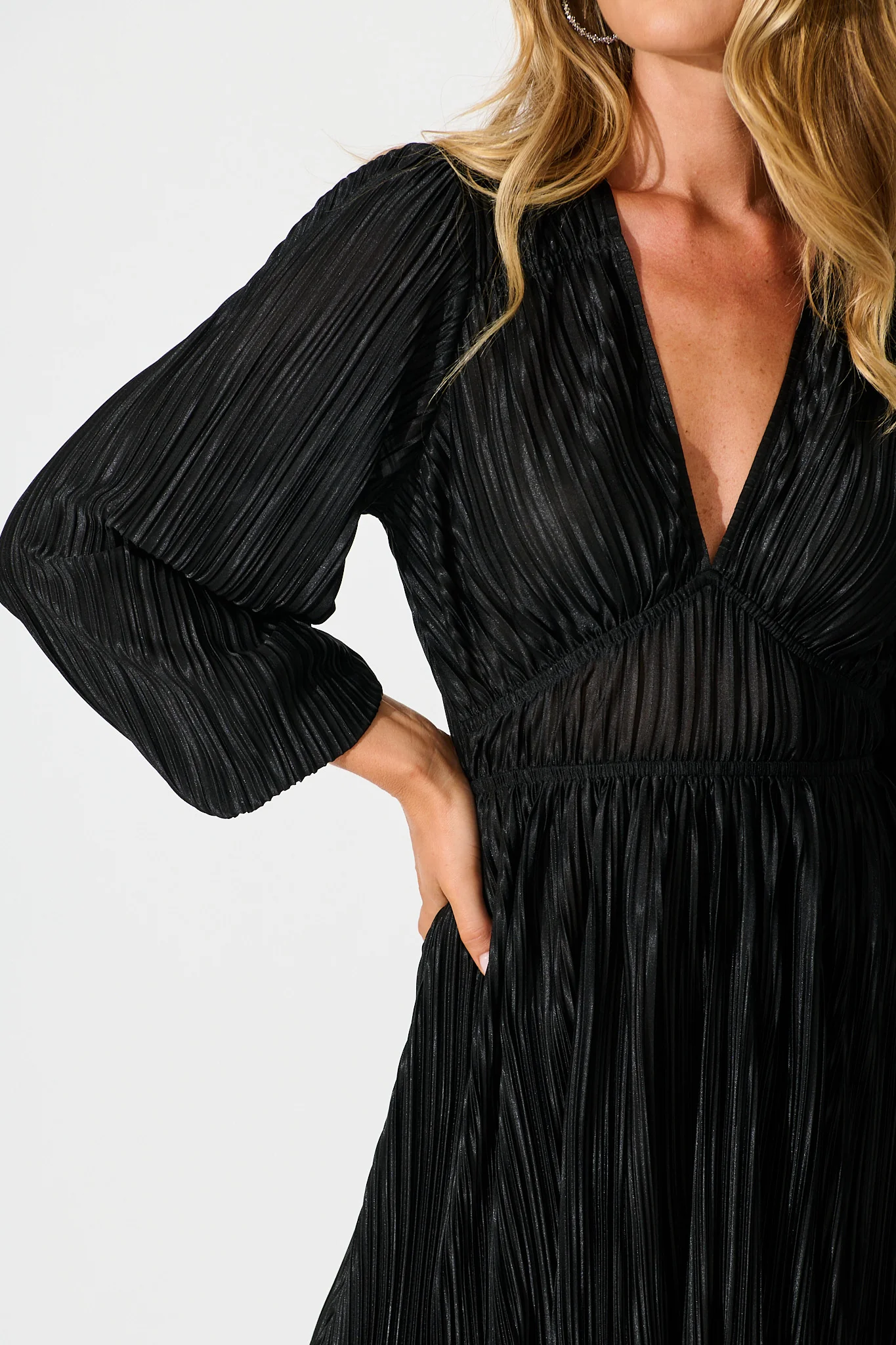 Belle Dress in Black Plisse - Image 8