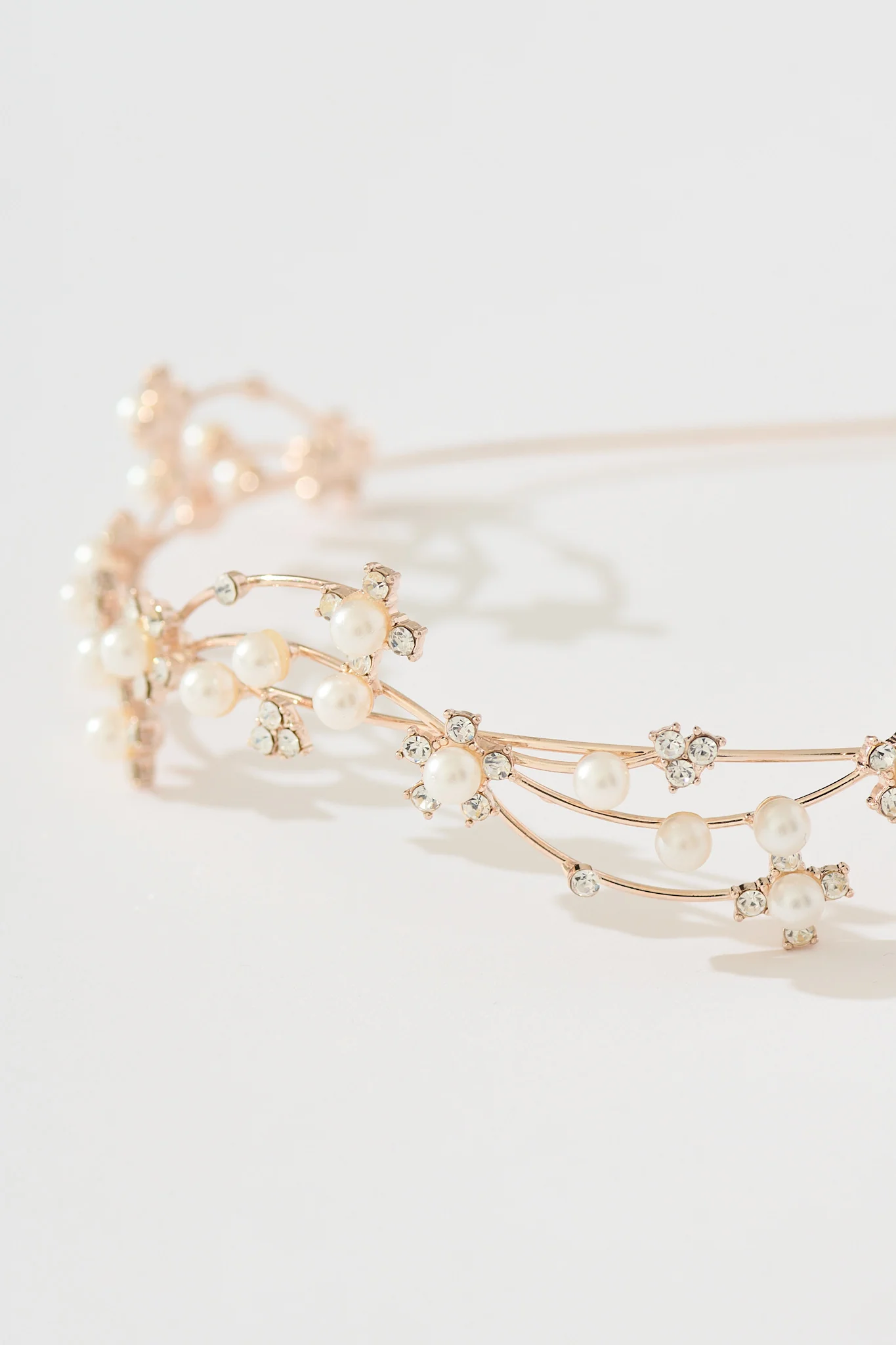 Belle Headband in Rose Gold with Pearl and Diamante - Image 3