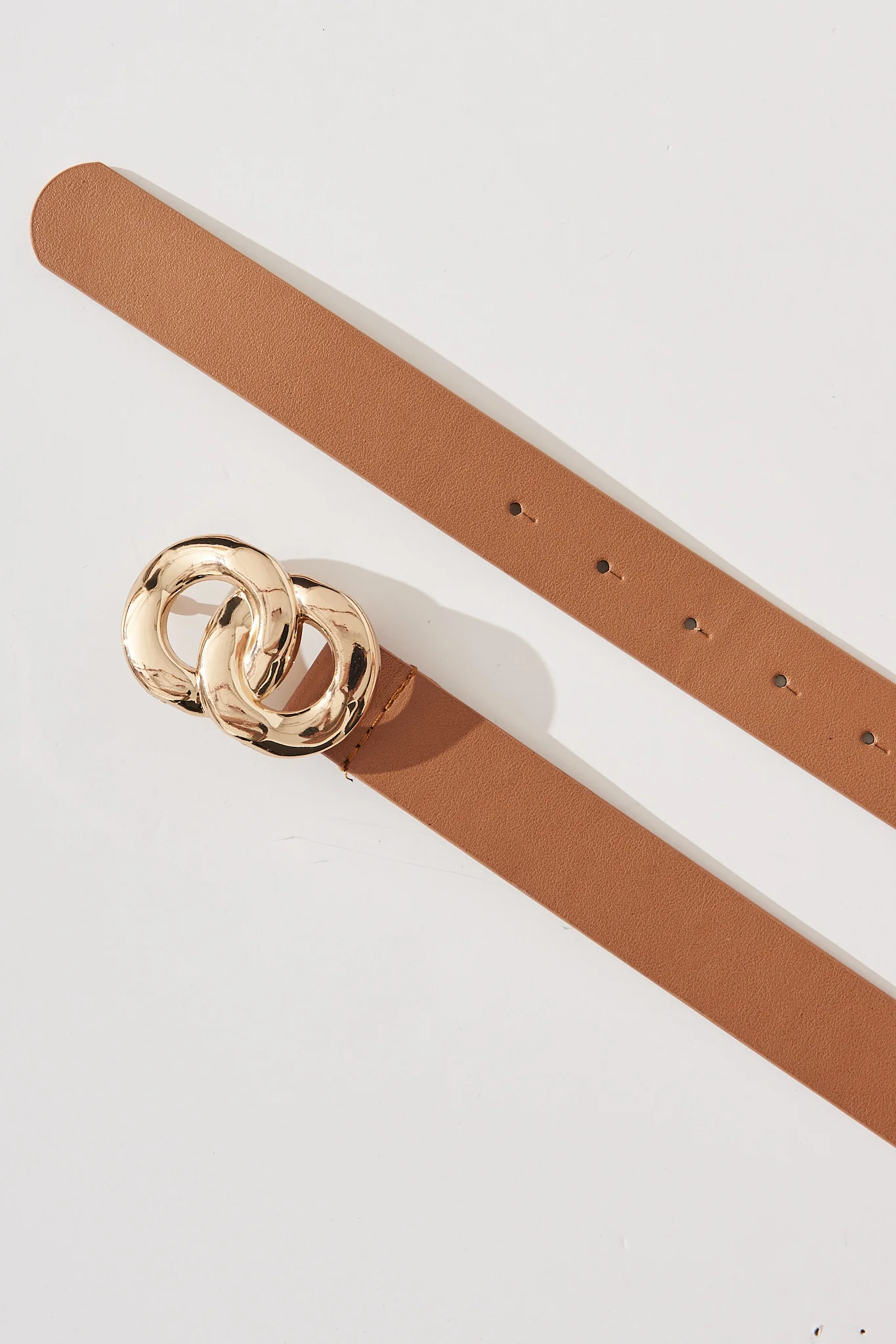 Belt In Brown With Double Gold Ring Buckle
