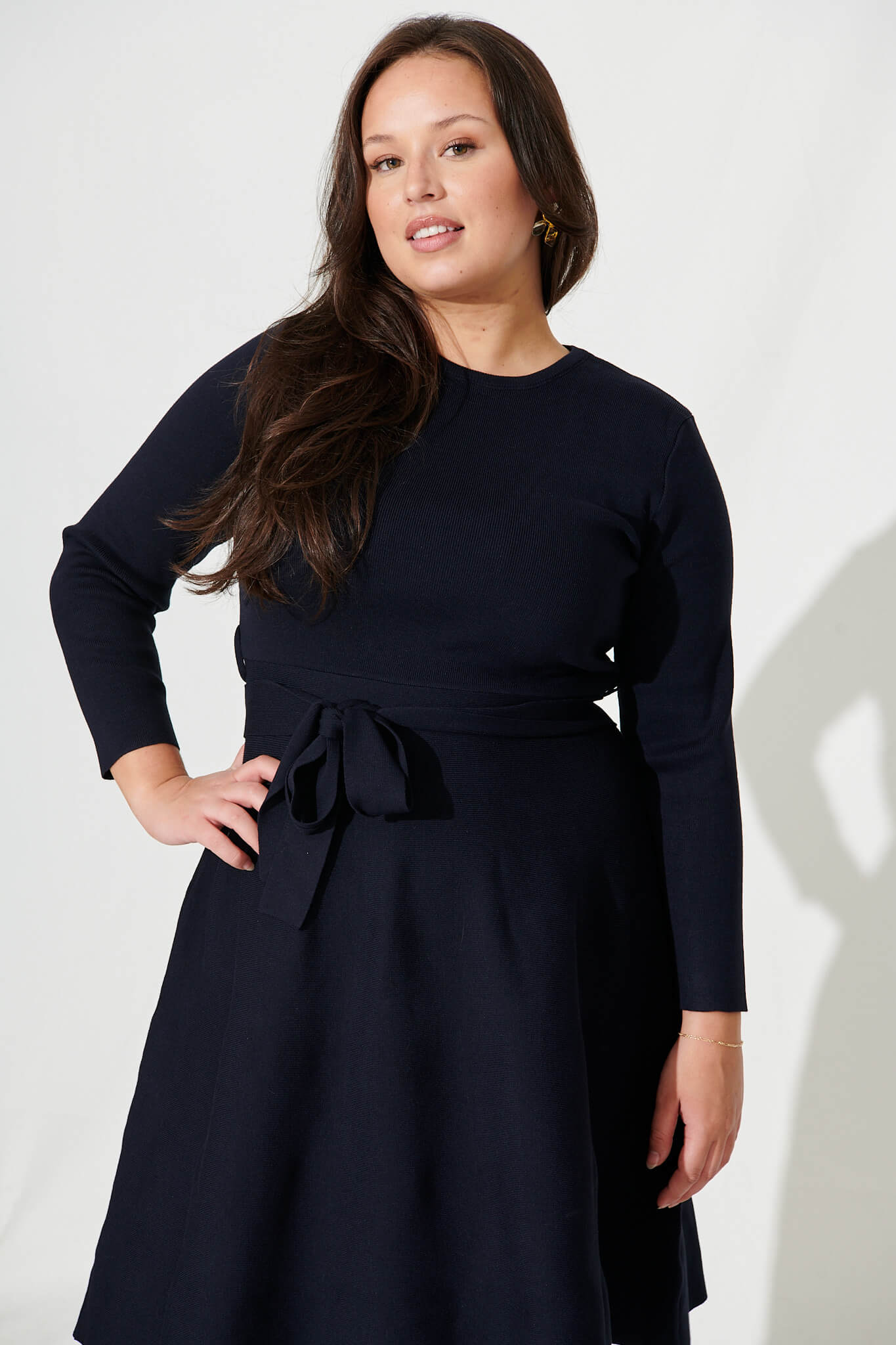 Bensaidy Midi Knit Dress In Navy - Image 6