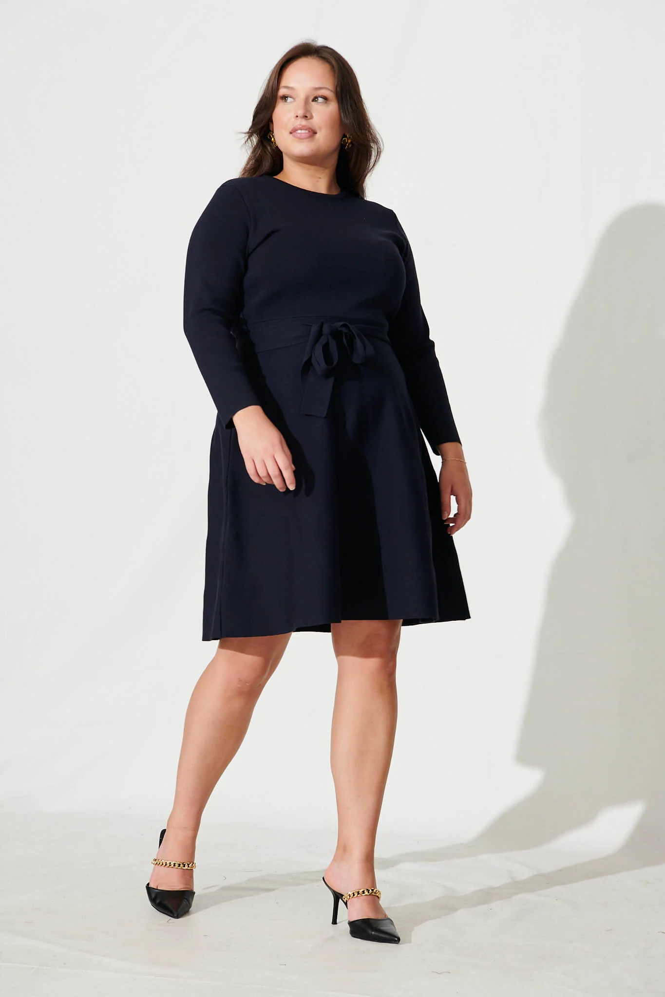 Bensaidy Midi Knit Dress In Navy - Image 7